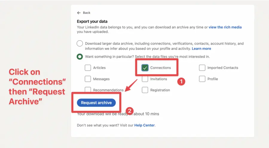 export copy linkedin data