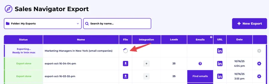 sales navigator export evaboot