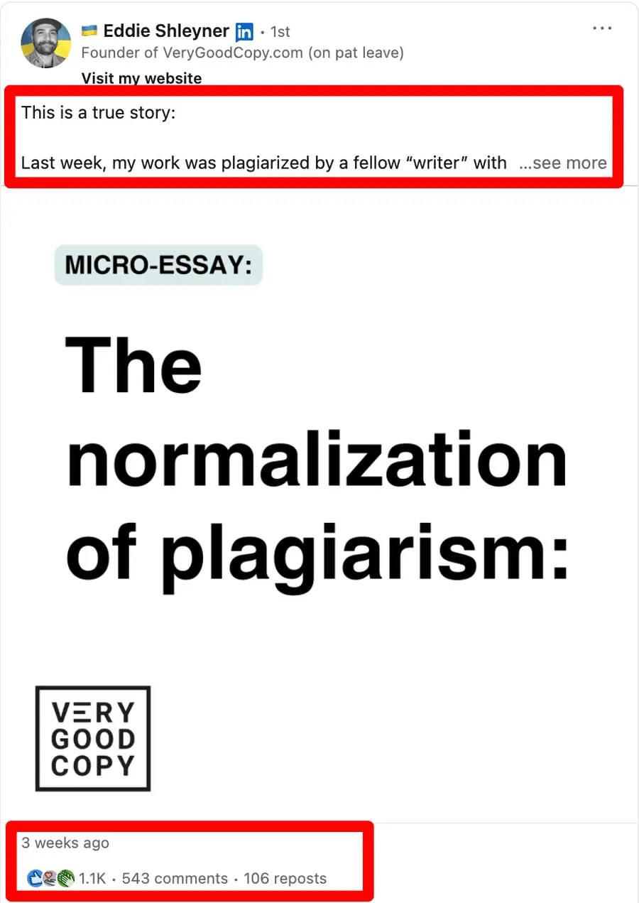 LinkedIn post storytelling