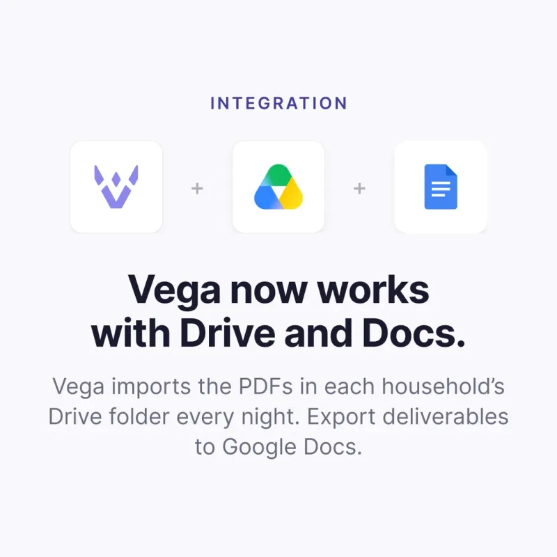 Vega with Google Drive and Docs image