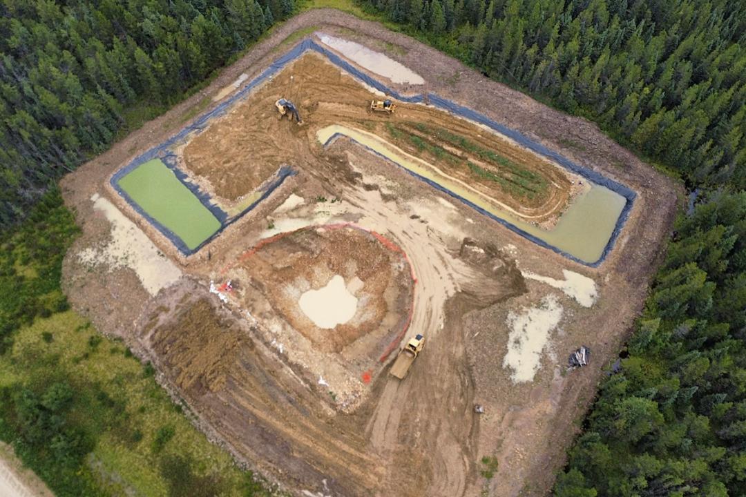 Aerial view of old oilsite.