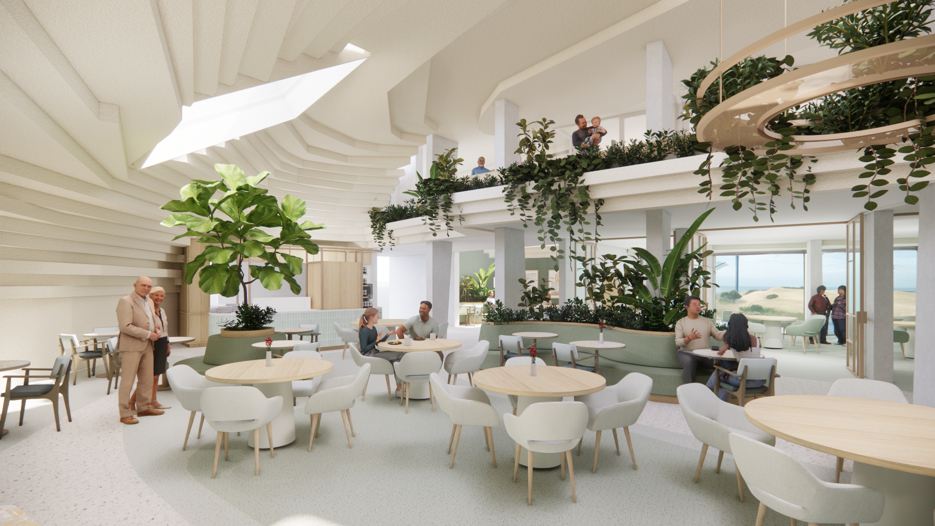Biophilic interieur ontmoetingsruimte Nieuw Salem