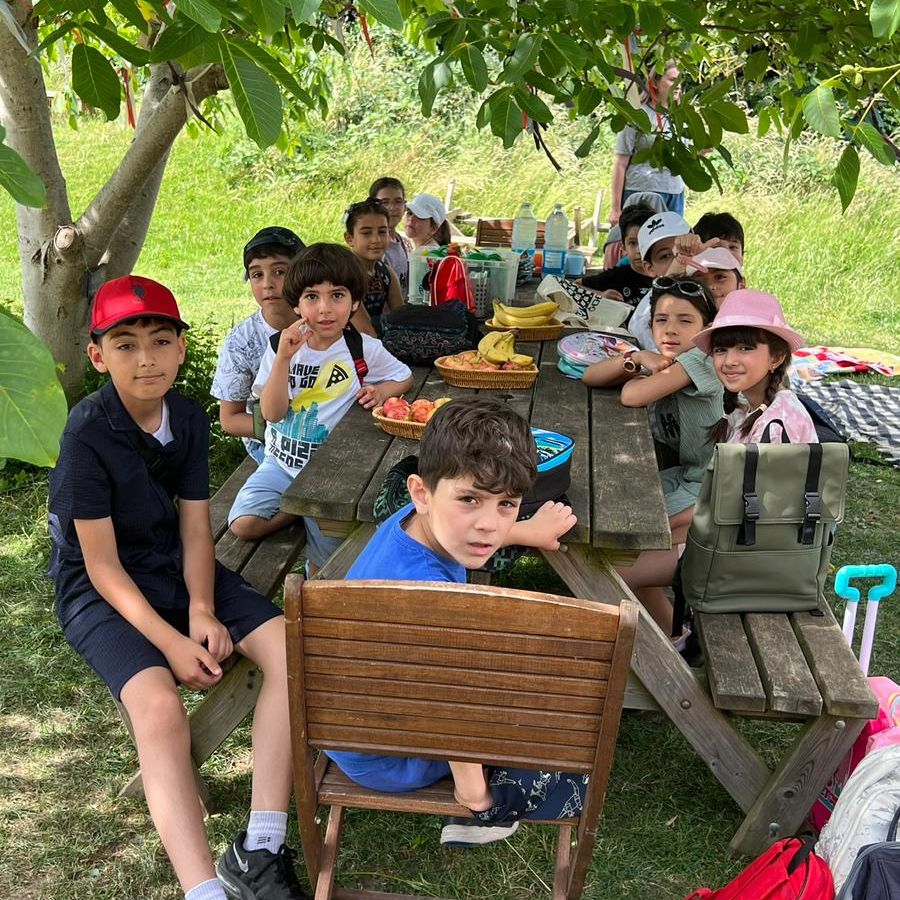Kids having a picnic