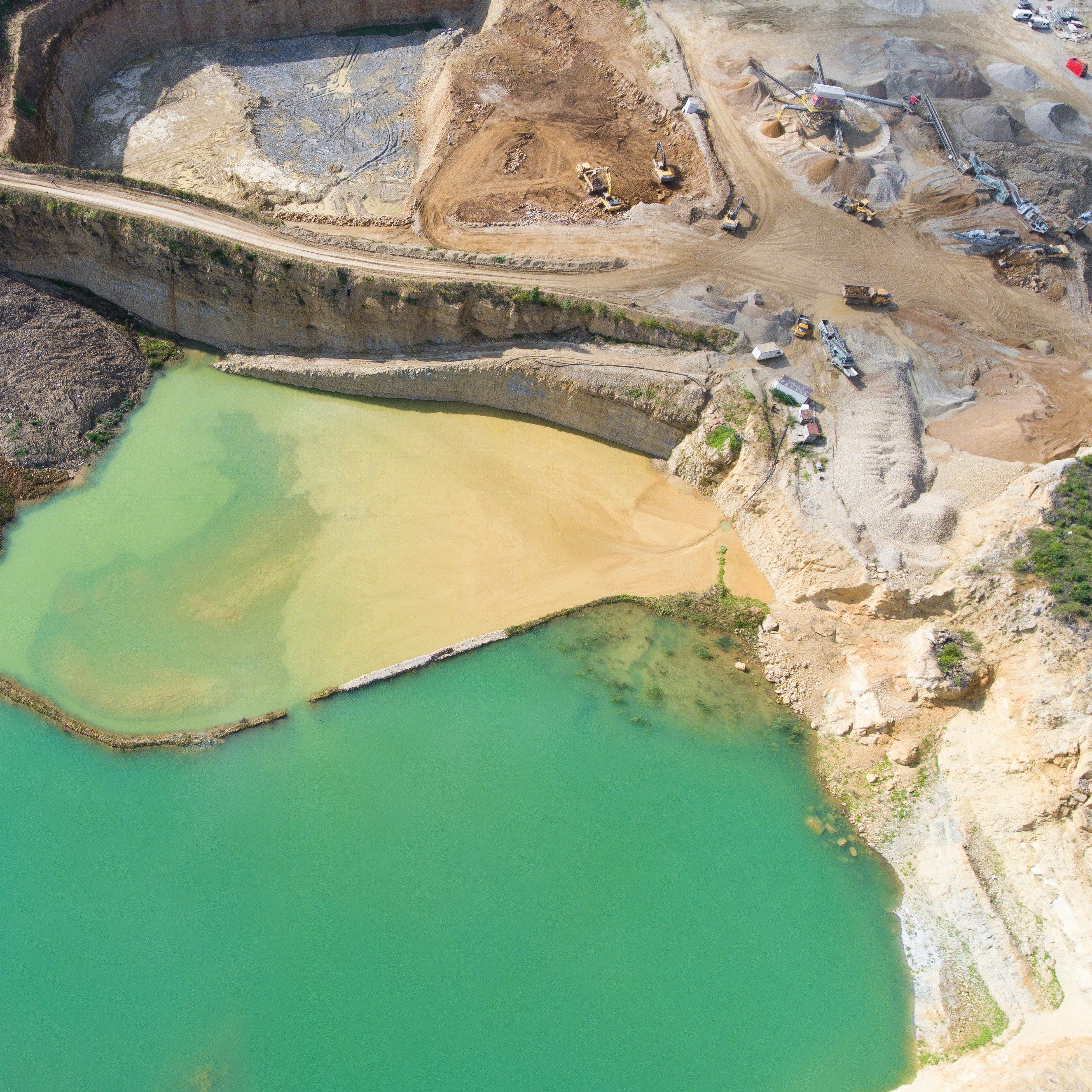 Dust suppression systems in use at an open-pit quarry site