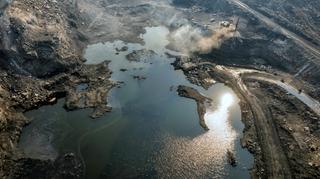 Side-by-side view of a contaminated site before and after remediation.