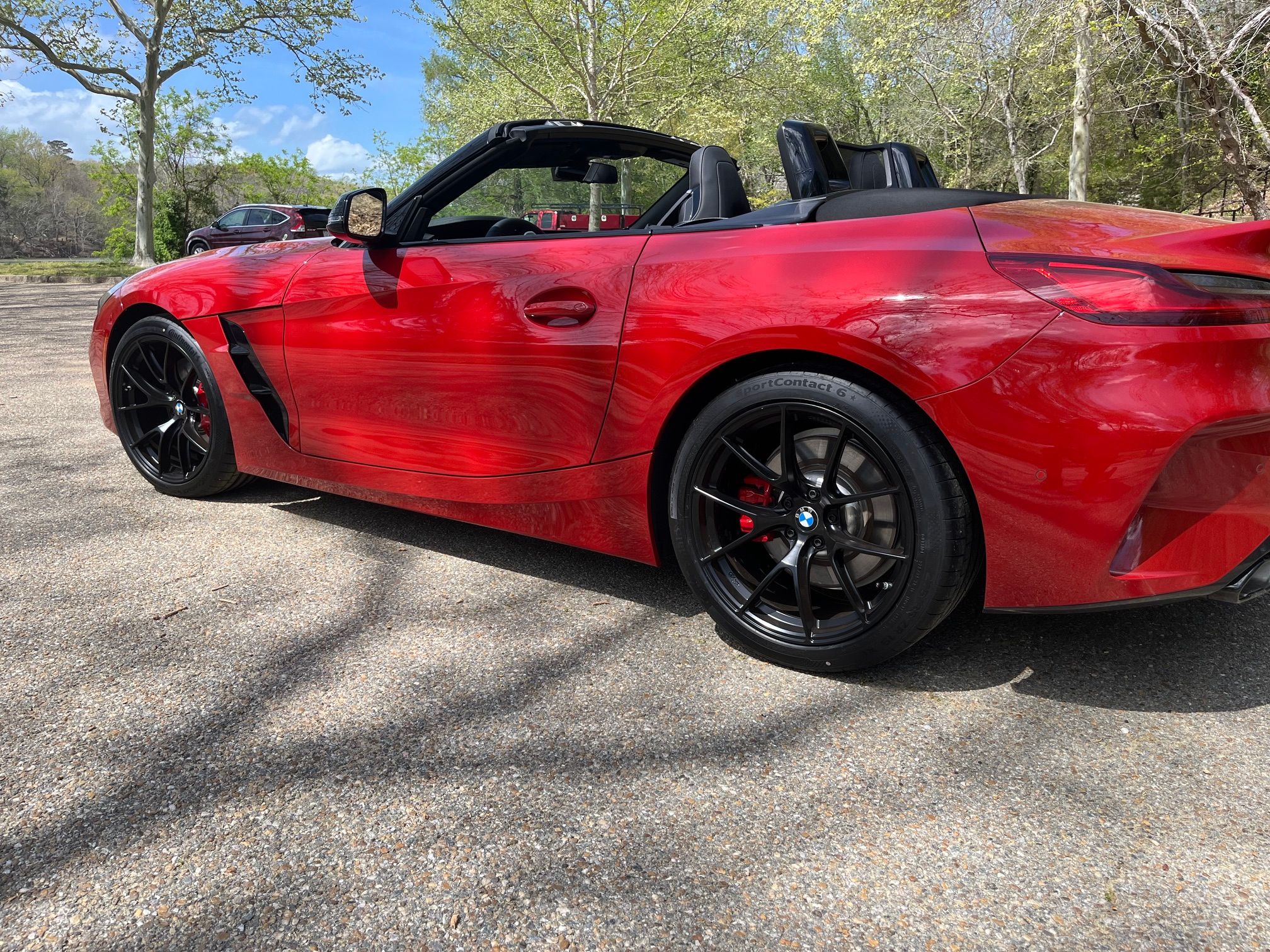 Red BMW G29 Z4 with 19" VS-5RS Apex wheels in Satin Black