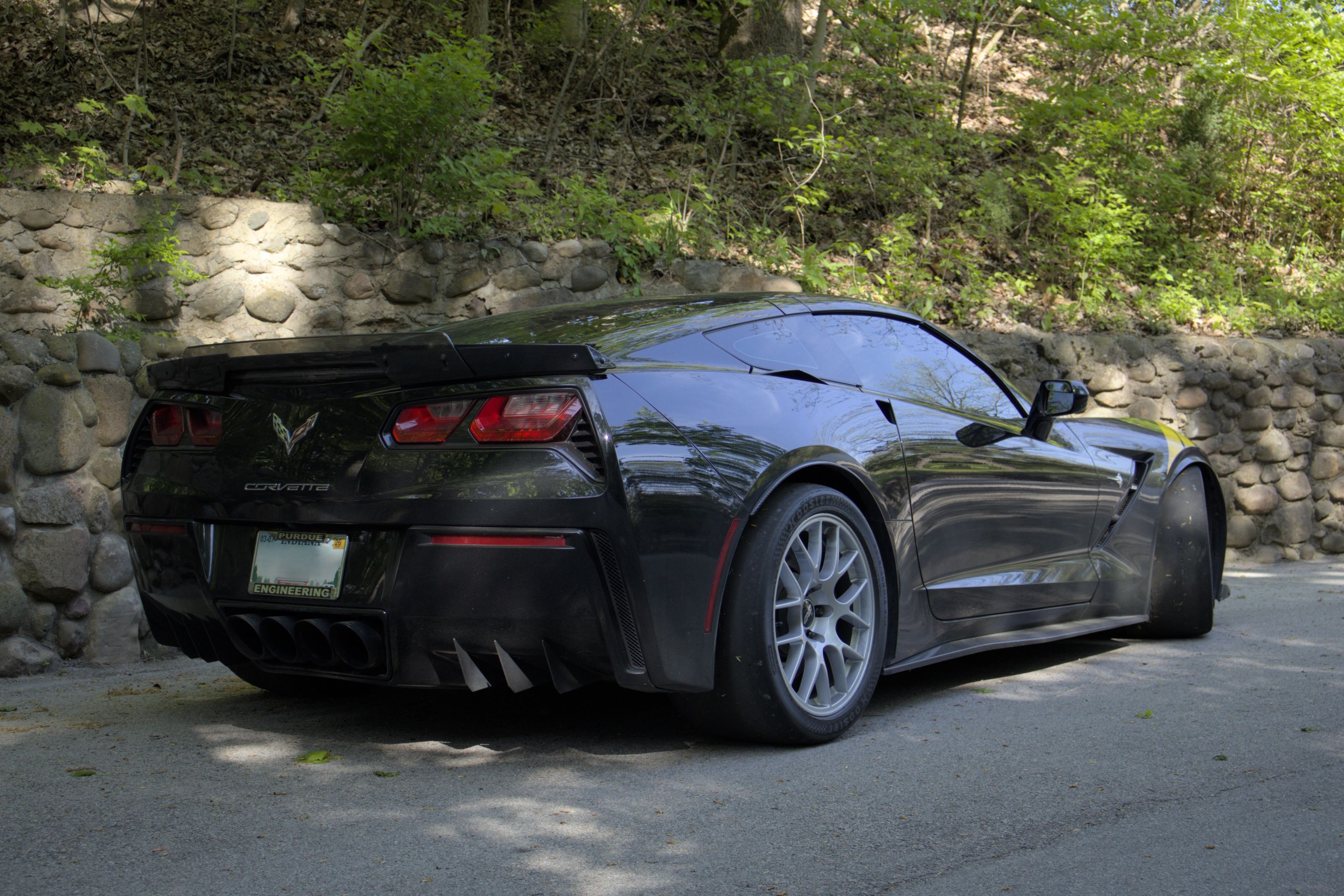 Grey Chevrolet C7 Corvette Stingray/Z51 with 18" EC-7 Apex wheels in Race Silver