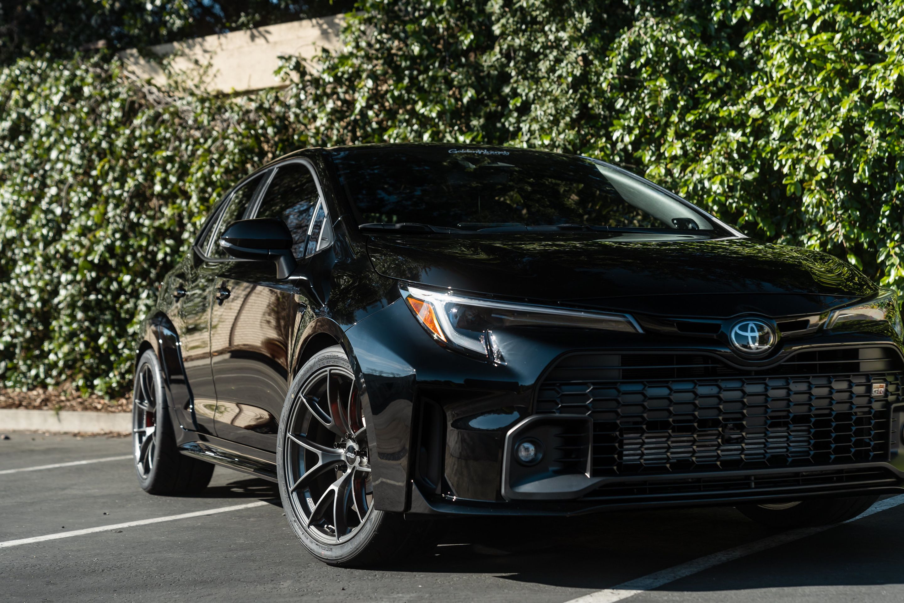 Black Toyota GR Corolla with 19" VS-5RS Apex wheels in Anthracite