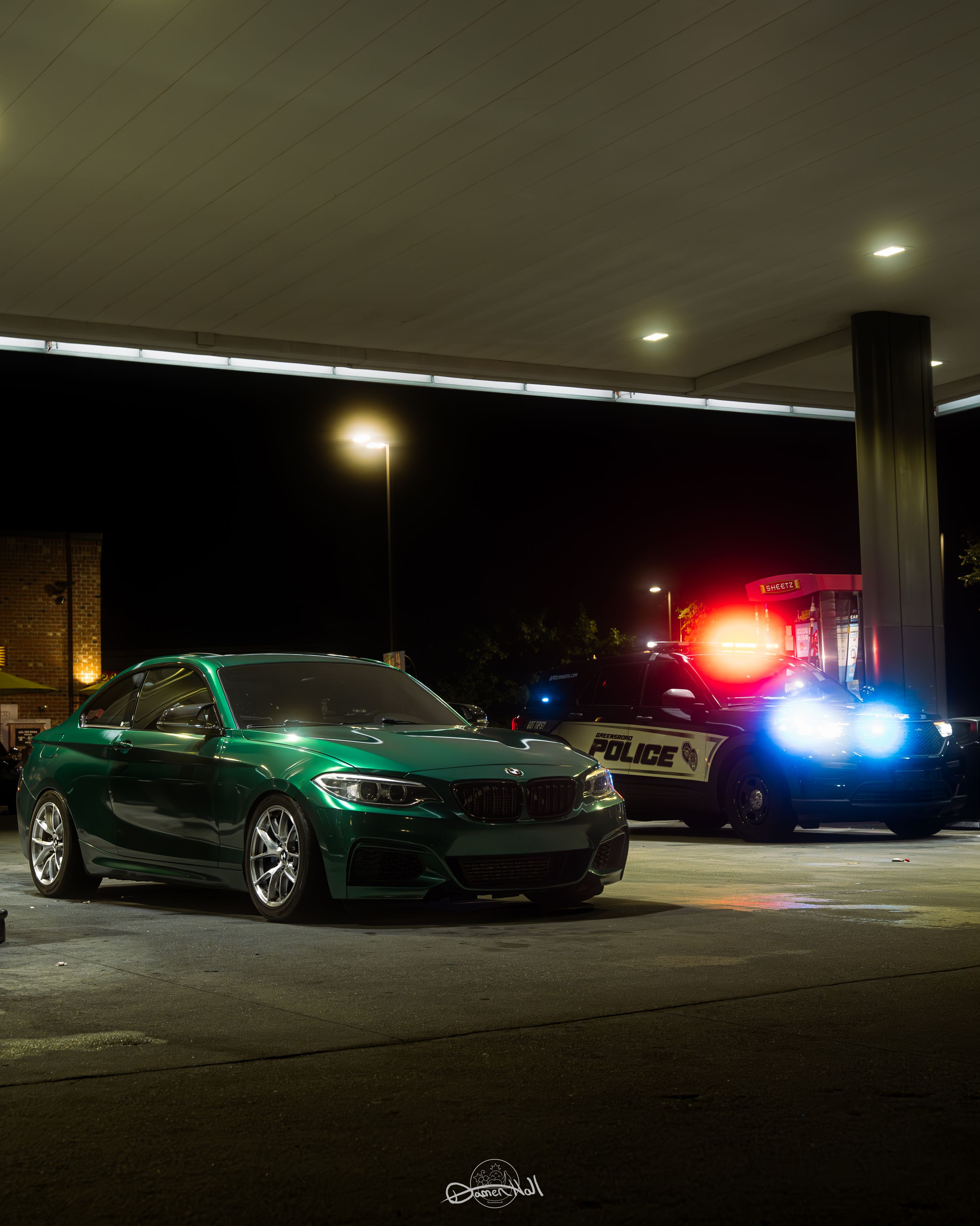 Green BMW F22 Coupe 2 Series with 17" VS-5RS Apex wheels in Brushed Clear