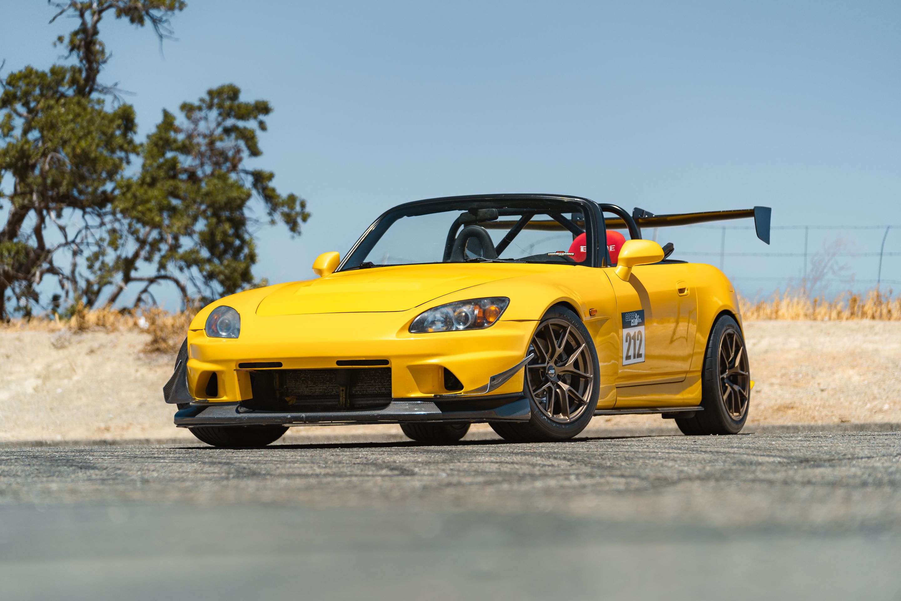 Yellow Honda S2000 with 17" VS-5RS Apex wheels in Satin Bronze