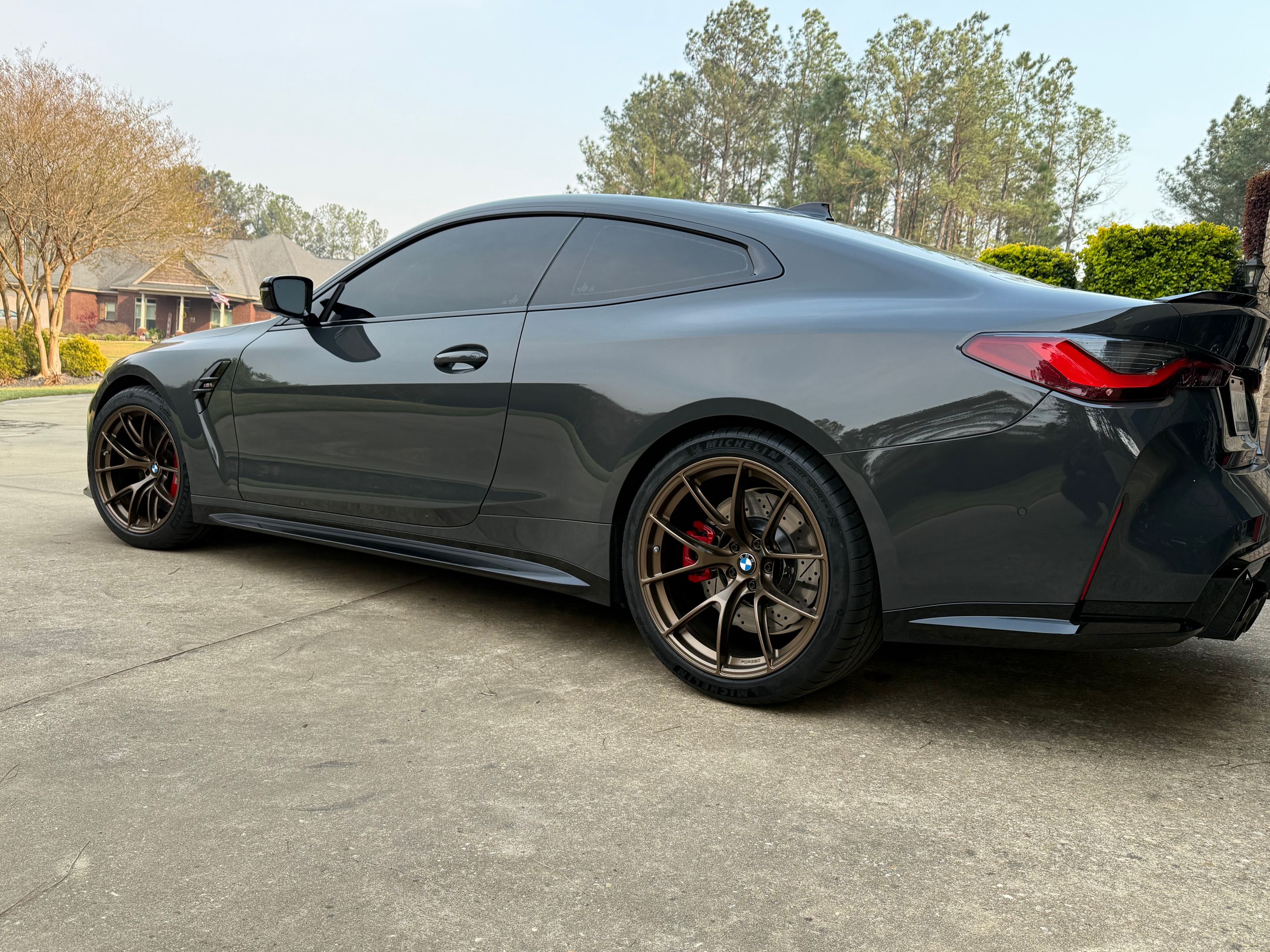 Grey BMW G82 Coupe M4 with 19"/20" VS-5RS Apex wheels in Satin Bronze