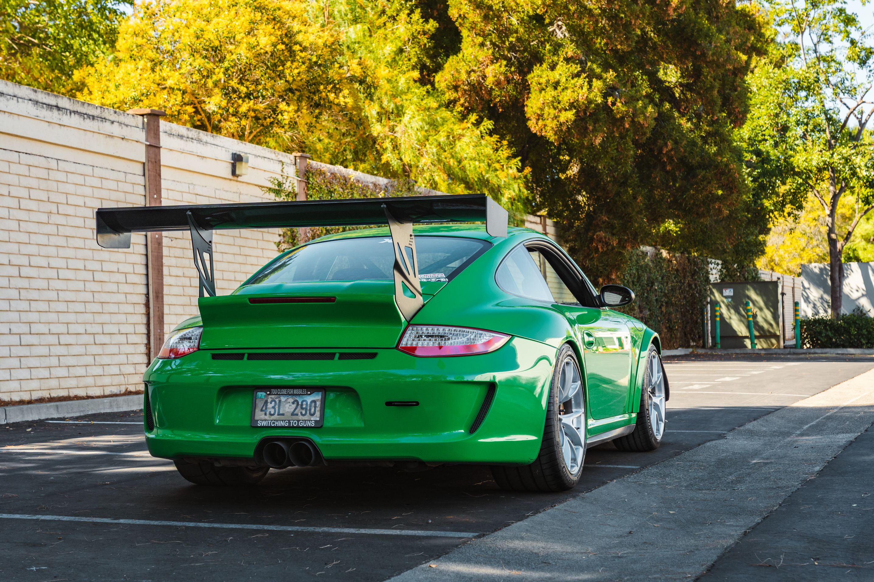 Green Porsche 911 997 GT3 RS with 19" VS-5RS Apex wheels in Brushed Clear