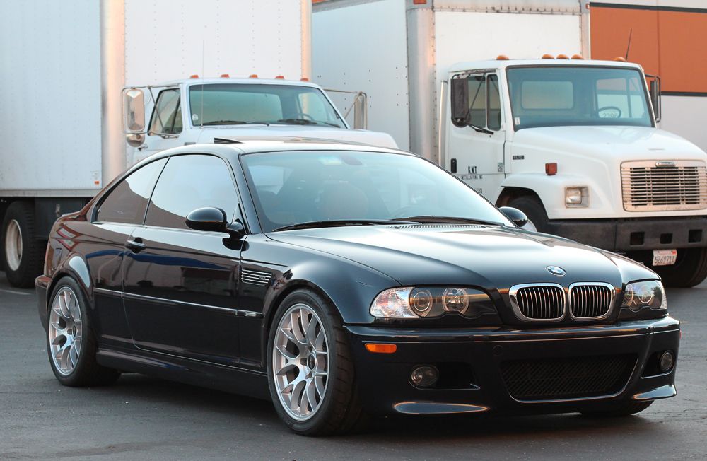 Black BMW E46 M3 with 18" EC-7 Apex wheels in Race Silver