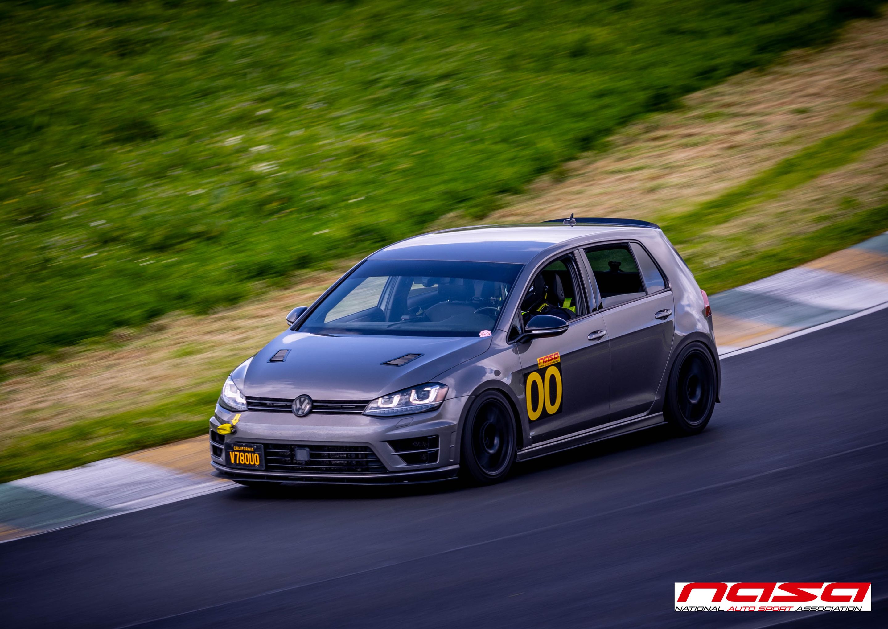 Grey VW MK7 Golf R with 17" SM-10 Apex wheels in Satin Black