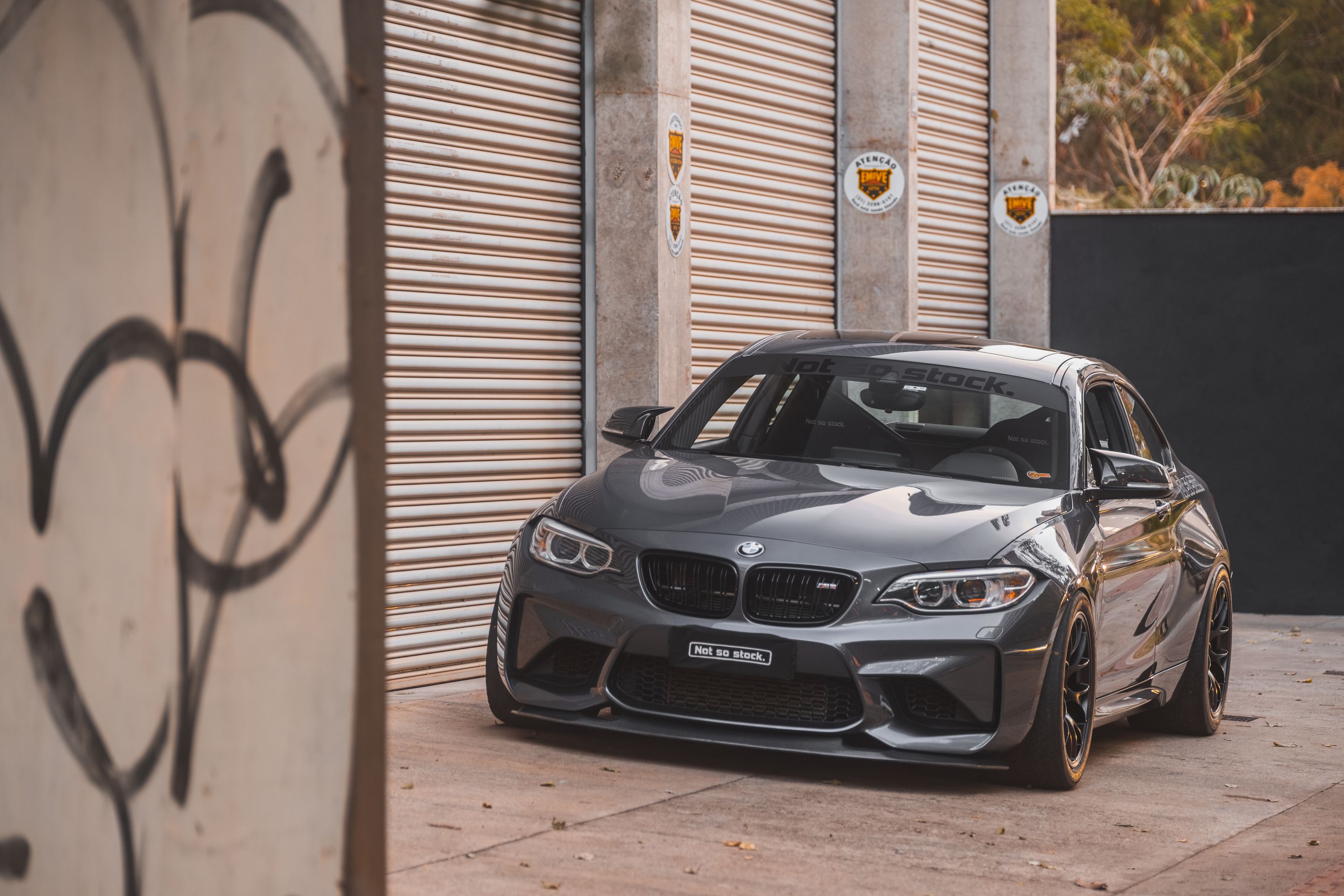 Black BMW F87 M2 with 18" EC-7 Apex wheels in Satin Black