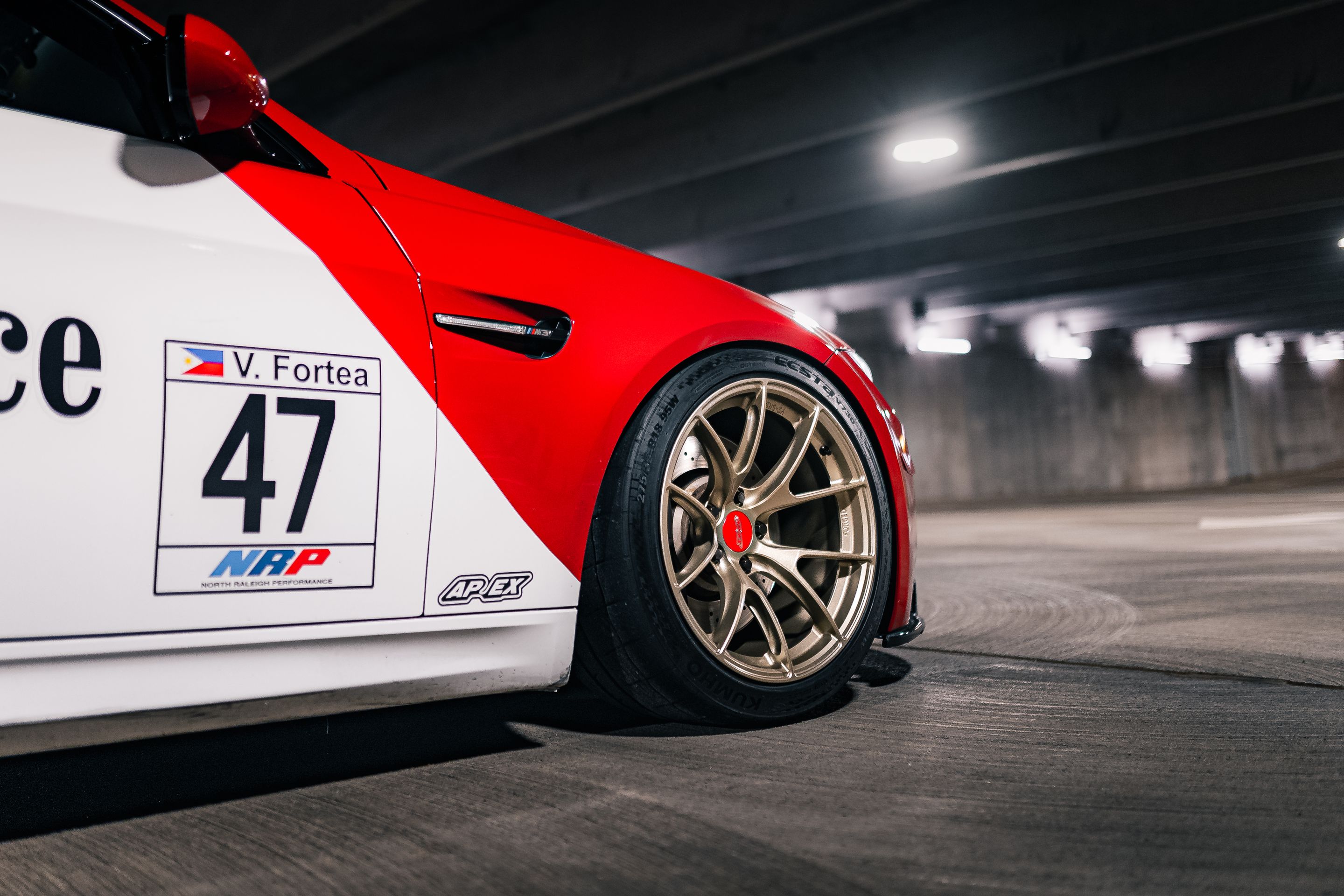 Multicolor BMW E92 Coupe M3 with 18" VS-5RS Apex wheels in Motorsport Gold