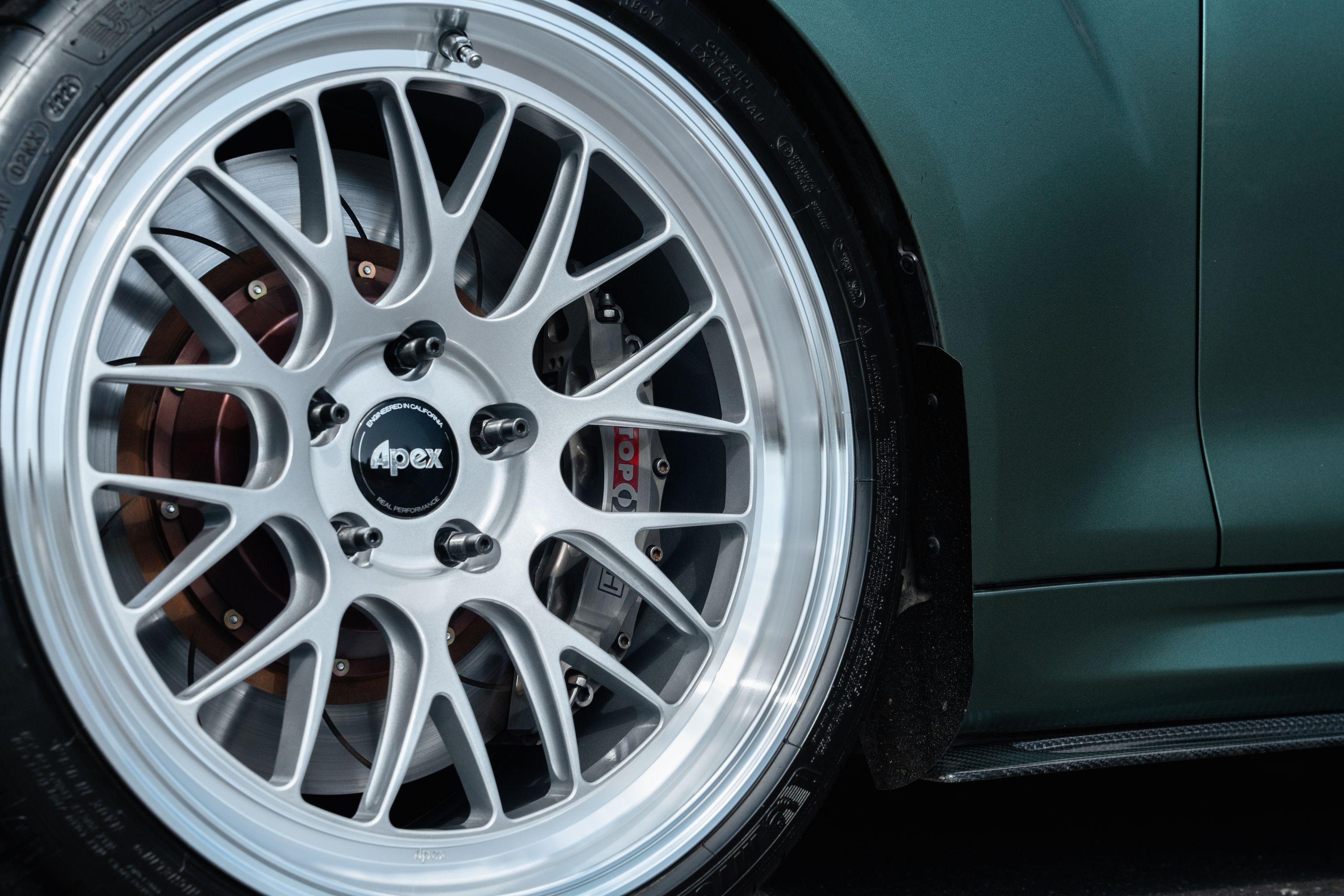 Green BMW F87 M2 with 19" ML-10RT Apex wheels in Machined Lip Race Silver