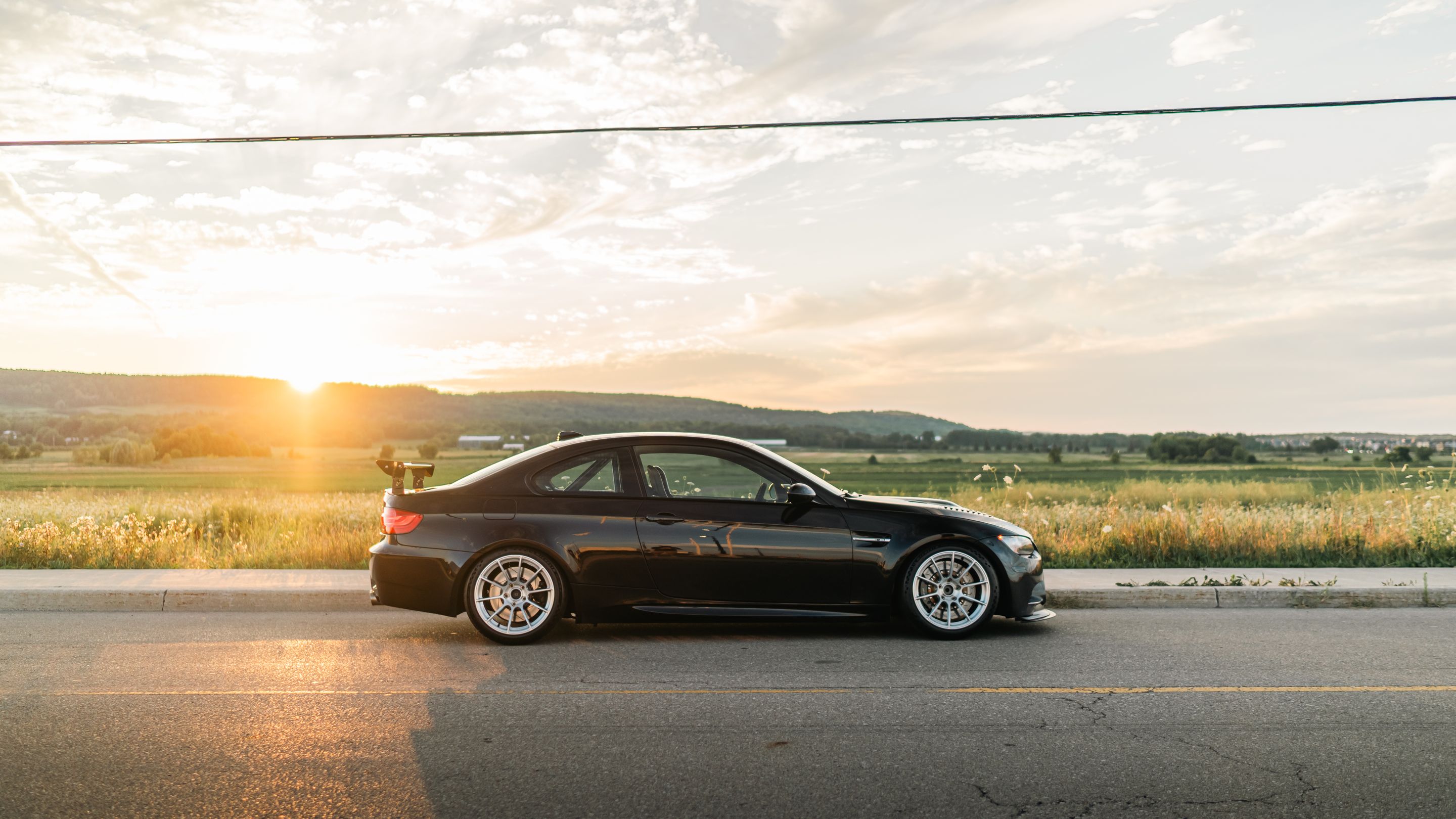 Black BMW E92 Coupe M3 with 18" SM-10RS Apex wheels in Brushed Clear