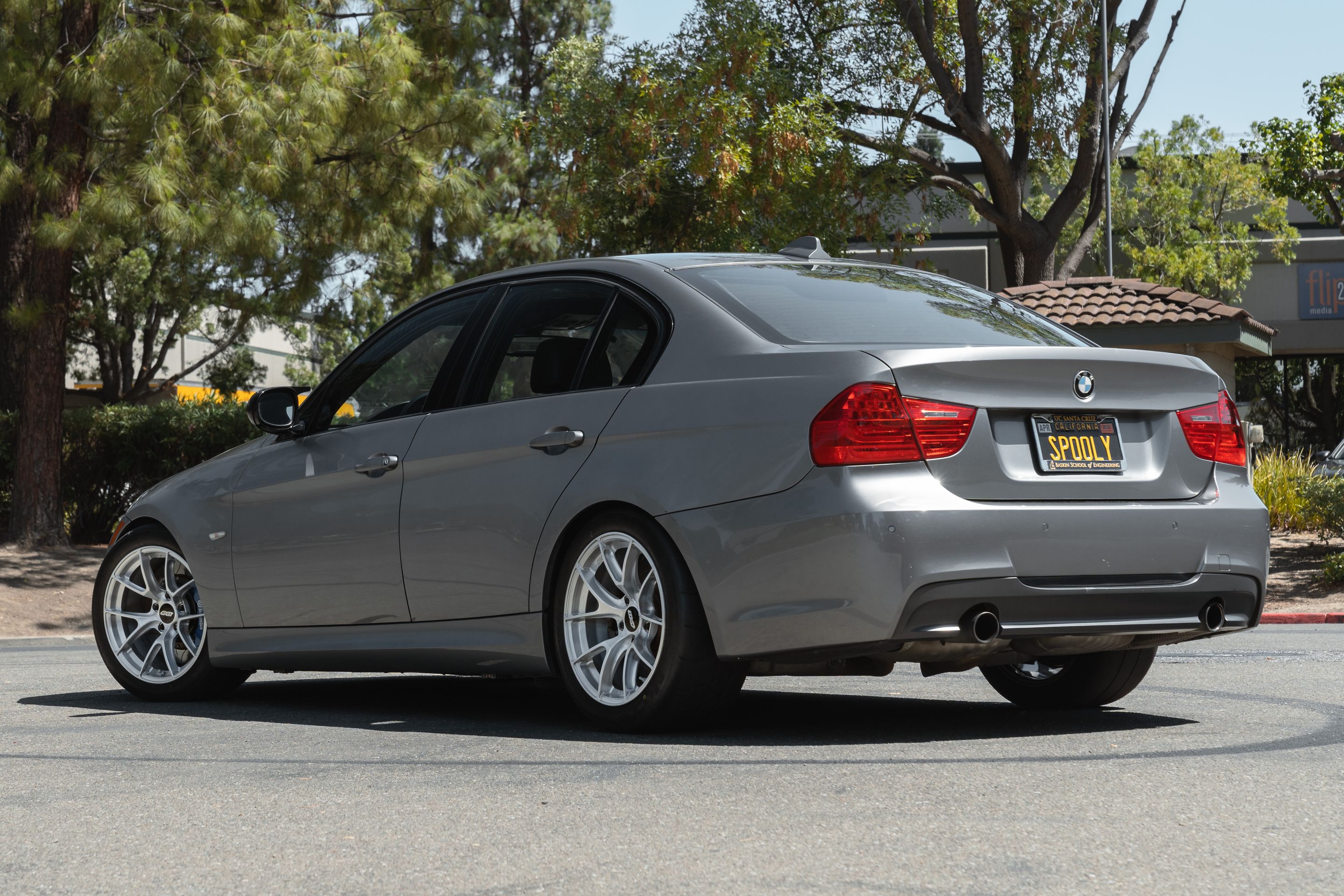 Grey BMW E90 LCI Sedan 3 Series with 17" VS-5RS Apex wheels in Brushed Clear