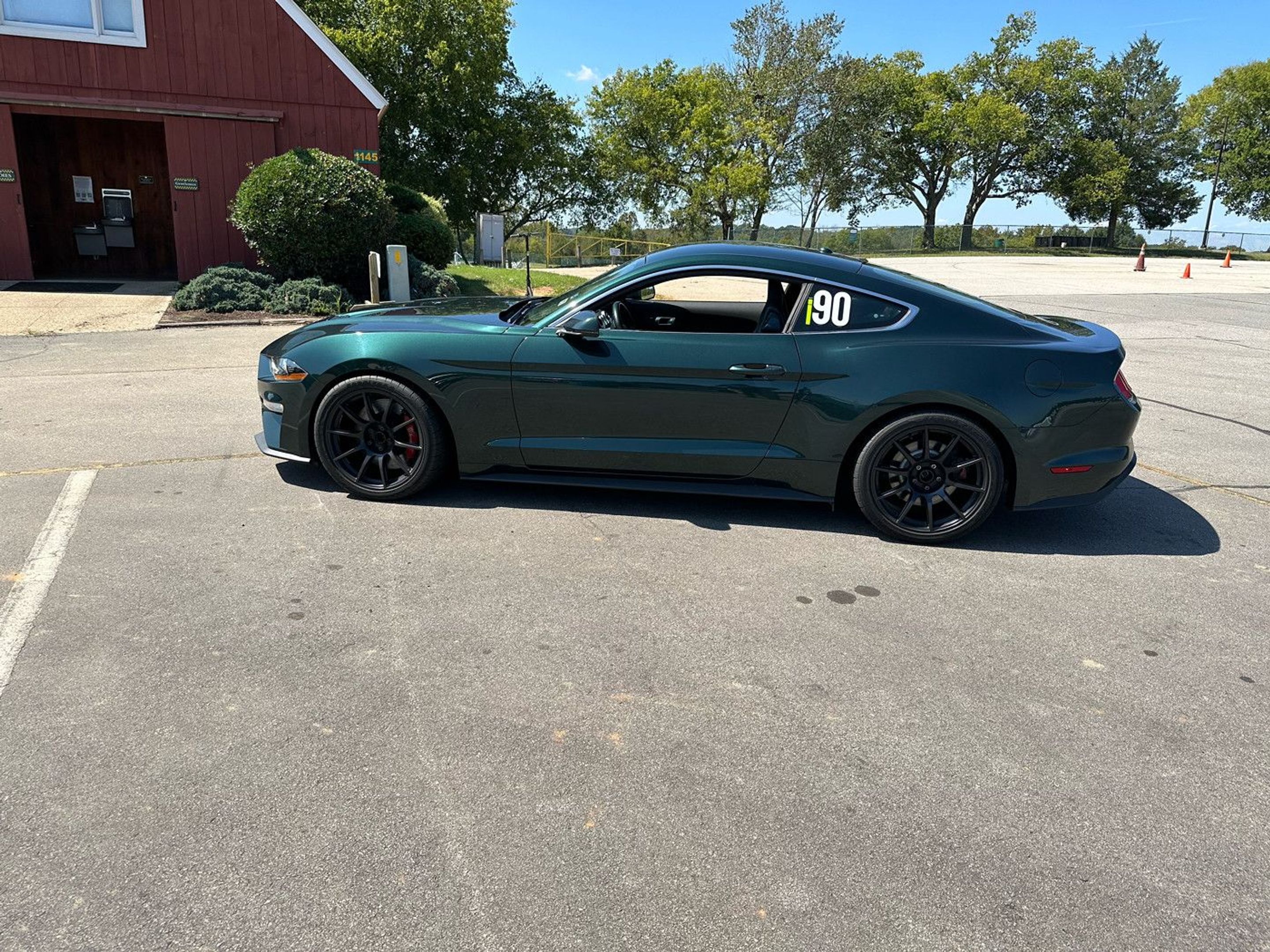 Green Ford S550 Mustang Bullitt with 19" SM-10 Apex wheels in Satin Black