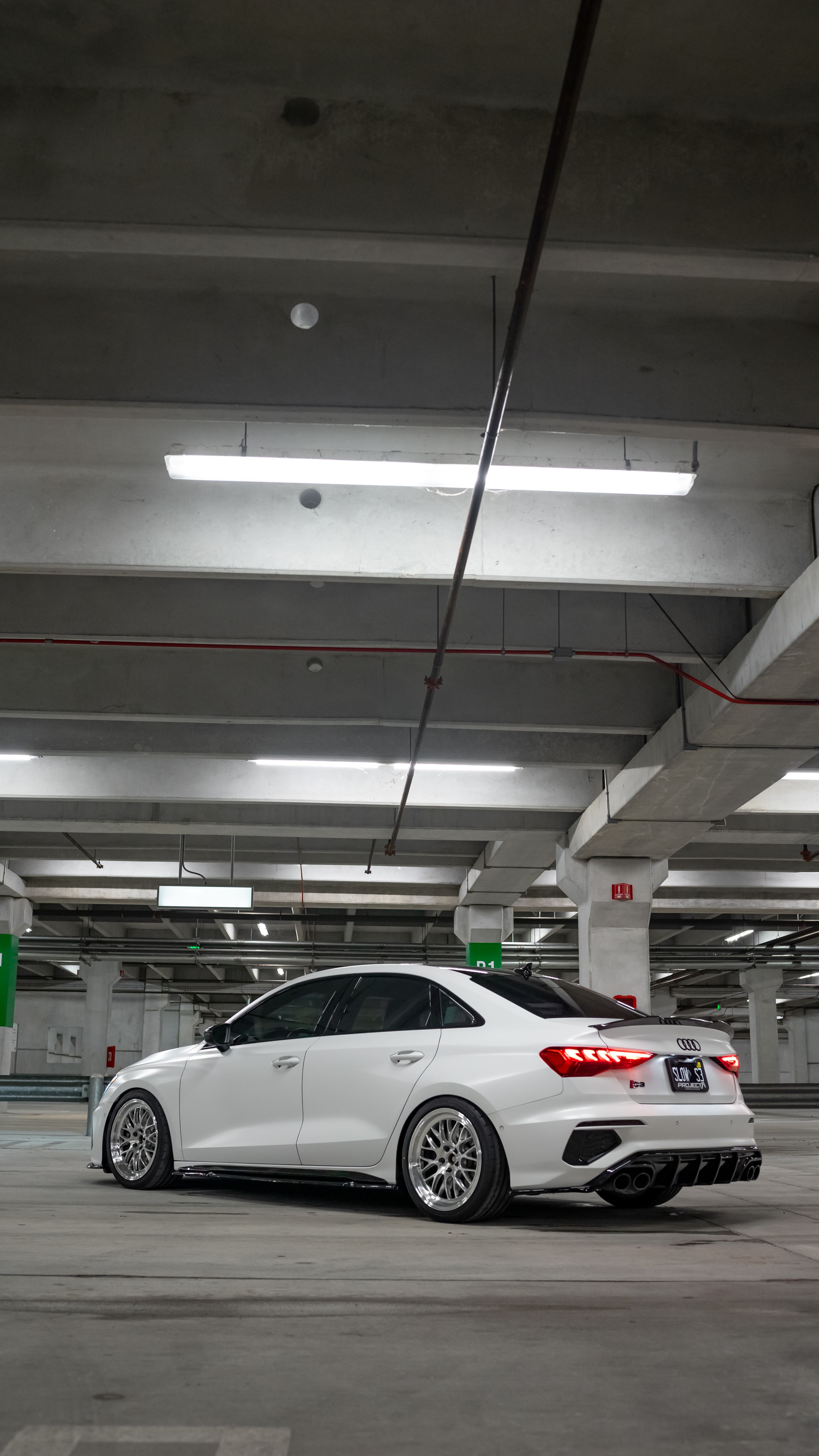 White Audi 8Y S3 with 18" ML-10RT Apex wheels in Machined Lip Brushed Clear