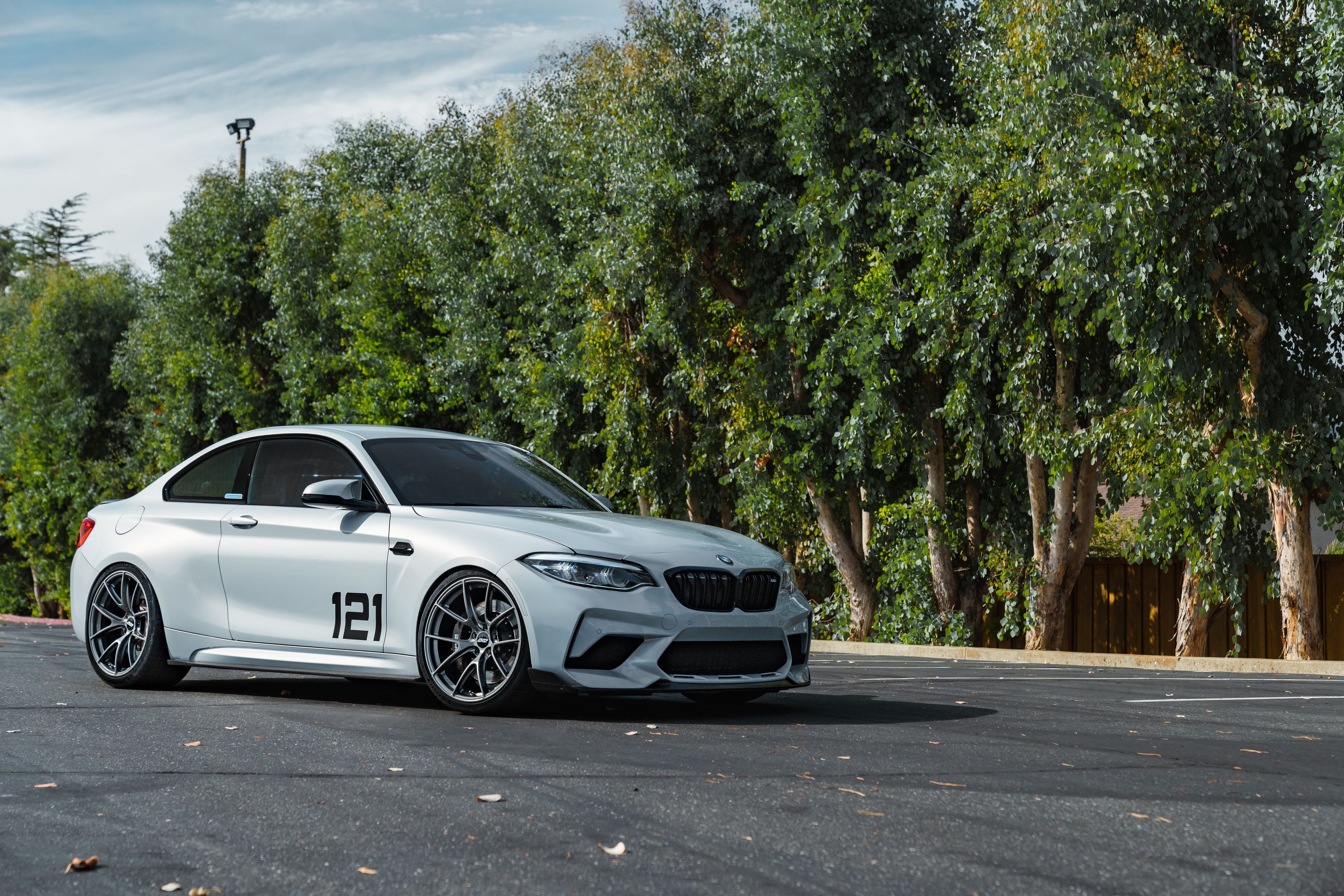 Silver BMW F87 M2 with 20" VS-5RS Apex wheels in Anthracite