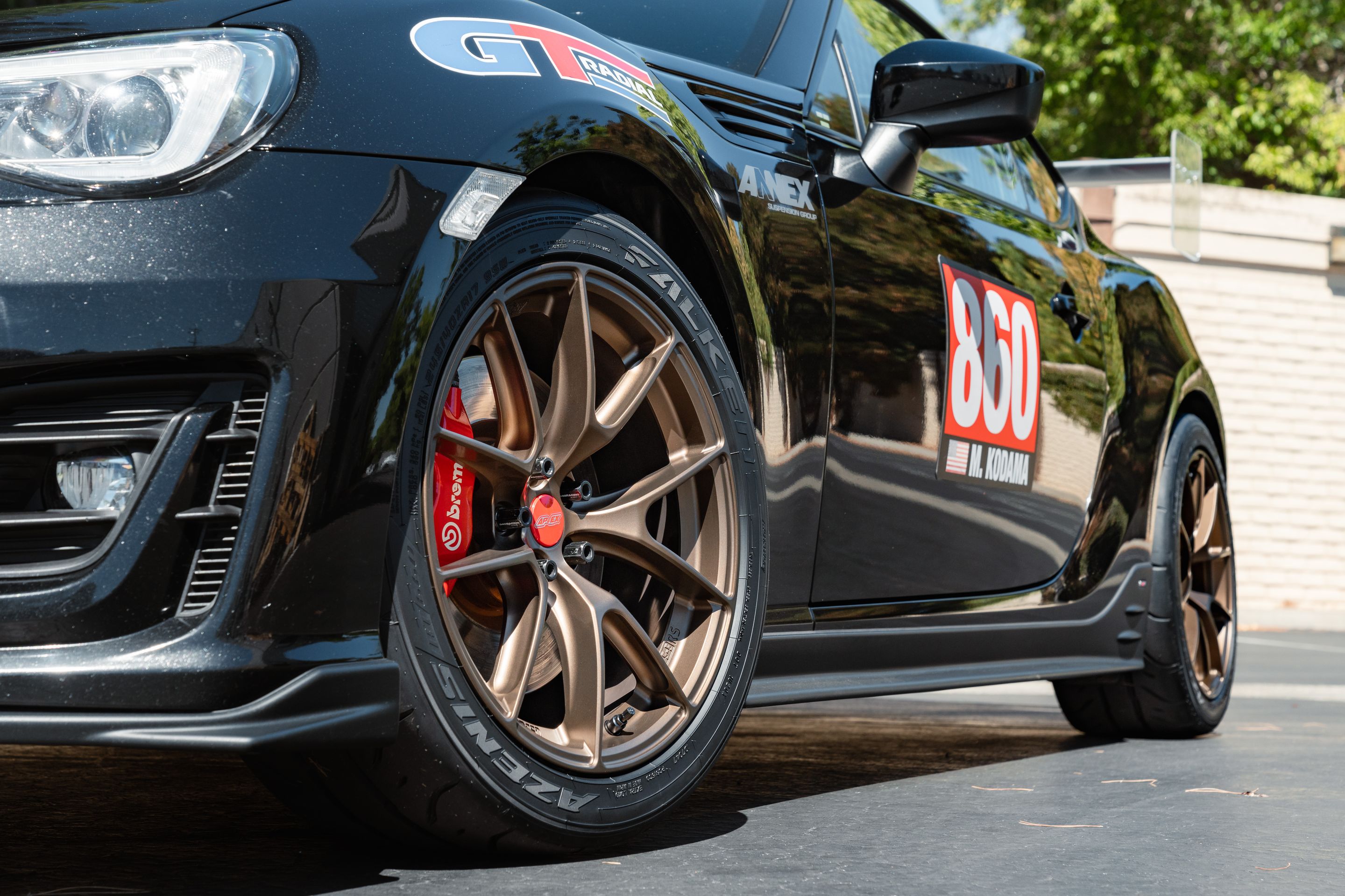 Black Subaru ZC6 / Gen 1 BRZ with 17" VS-5RS Apex wheels in Satin Bronze