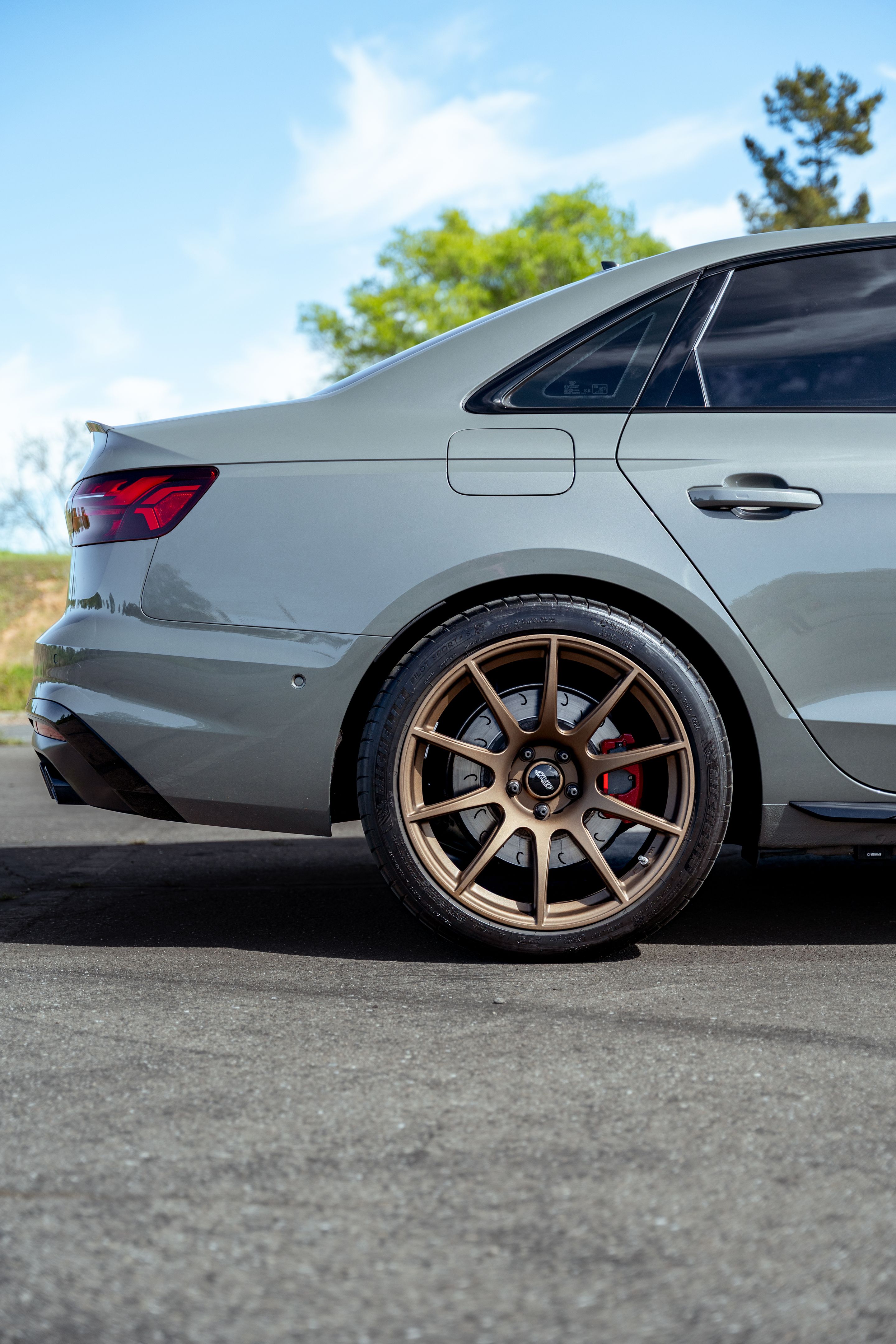 Grey Audi B9 S4 with 19" SM-10 Apex wheels in Satin Bronze