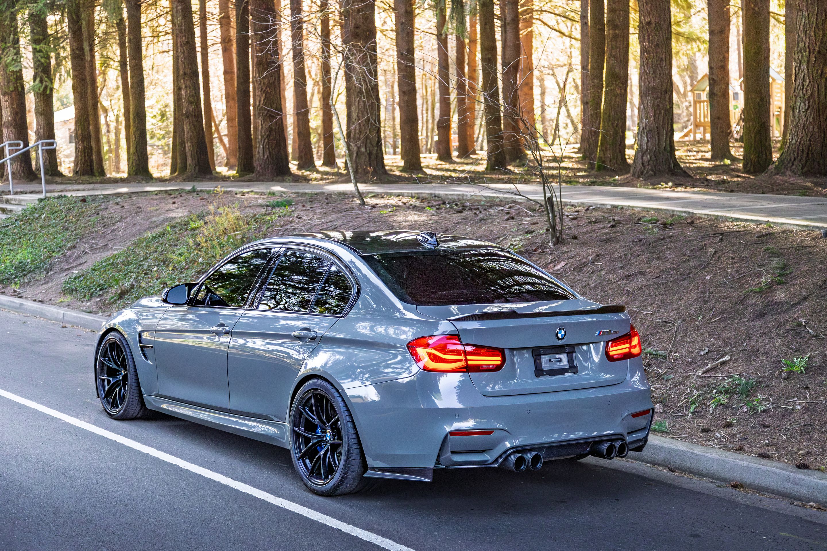 Grey BMW F80 M3 with 19" VS-5RS Apex wheels in Satin Black
