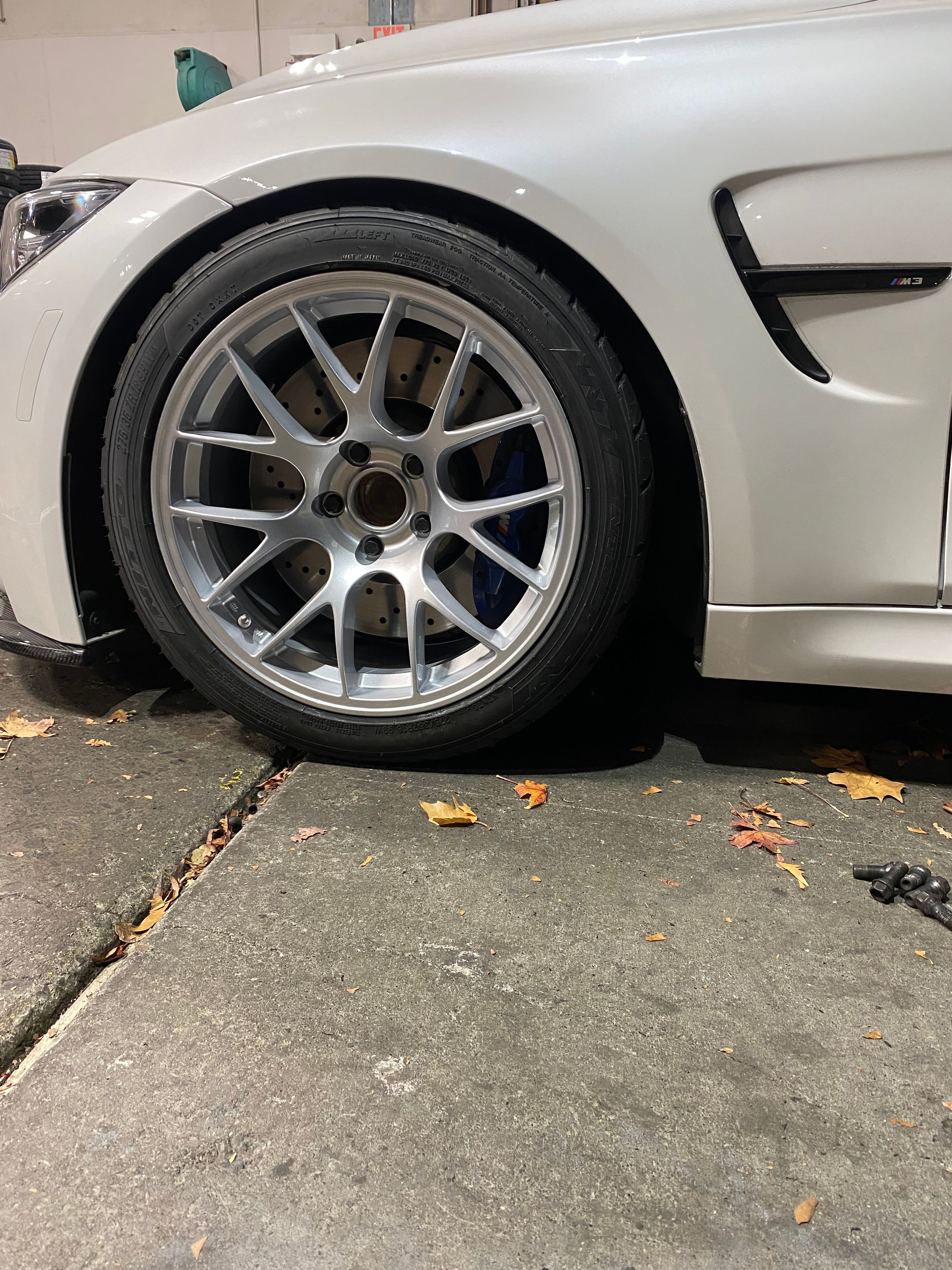 White BMW F80 M3 with 18" EC-7 Apex wheels in Race Silver