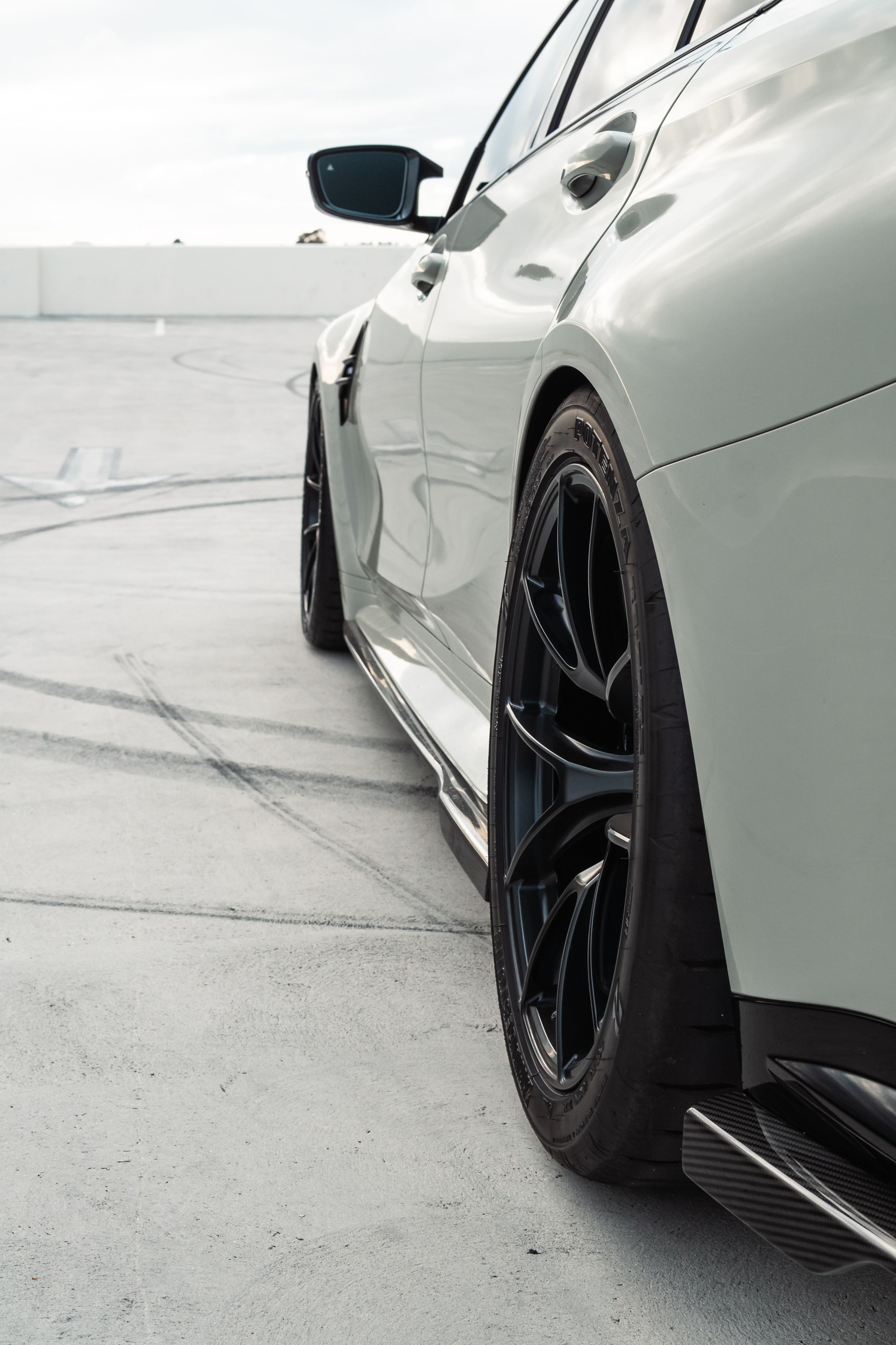 Grey BMW G80 M3 with 19" VS-5RS Apex wheels in Satin Black