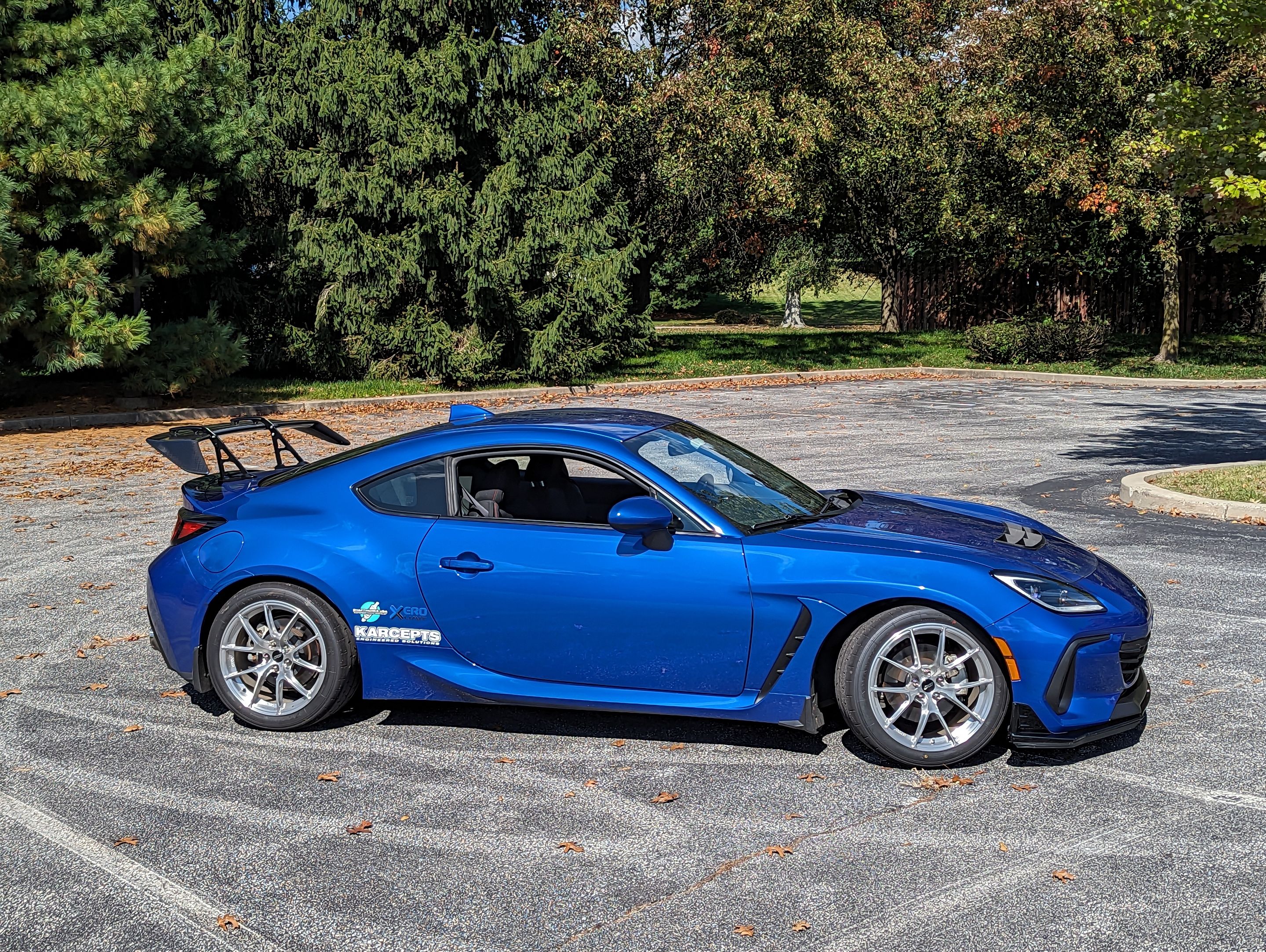 Blue Subaru ZD8 / Gen 2 BRZ with 17" VS-5RS Apex wheels in Brushed Clear