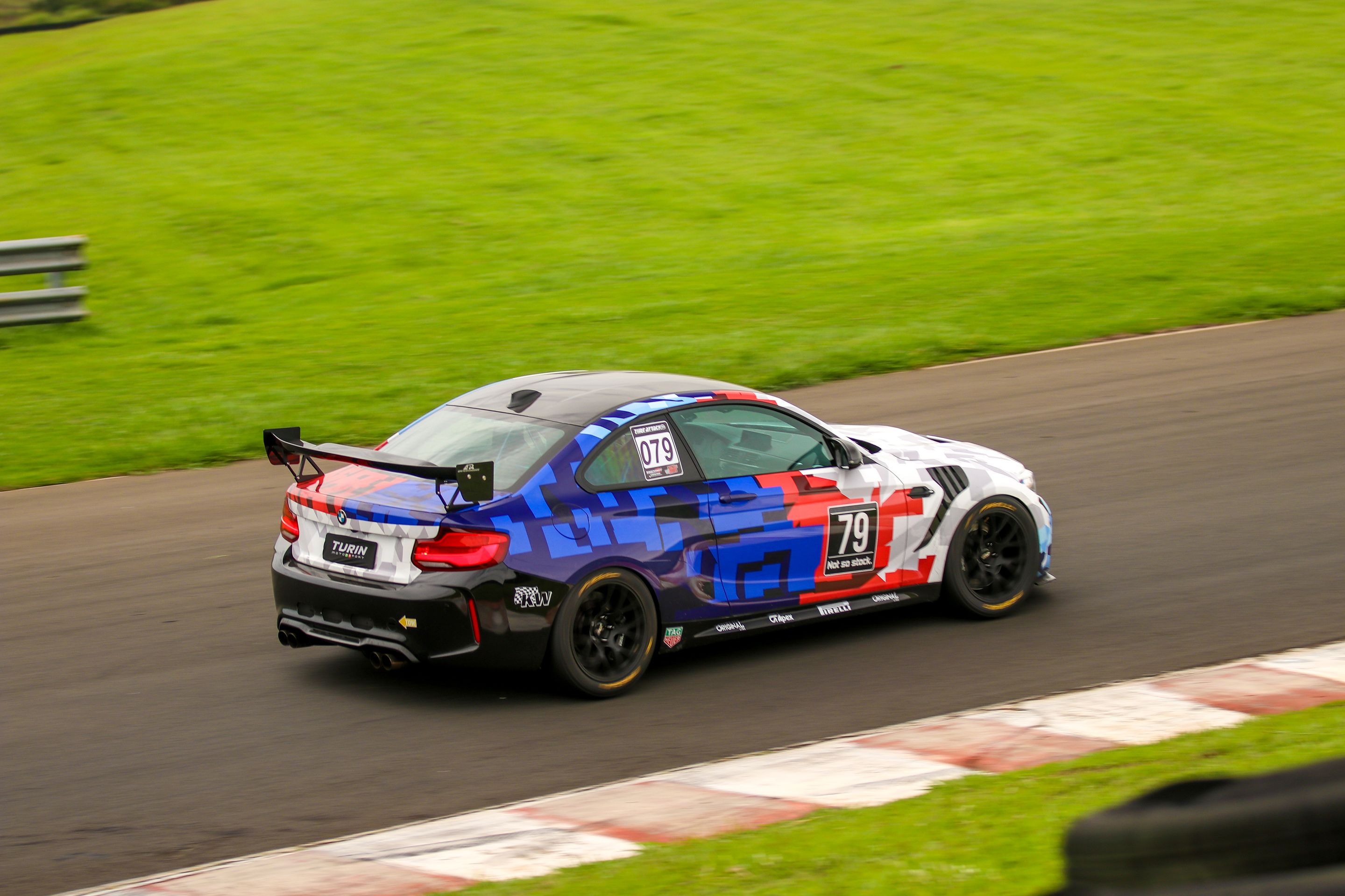 Multicolor BMW F87 M2 with 18" EC-7 Apex wheels in Satin Black