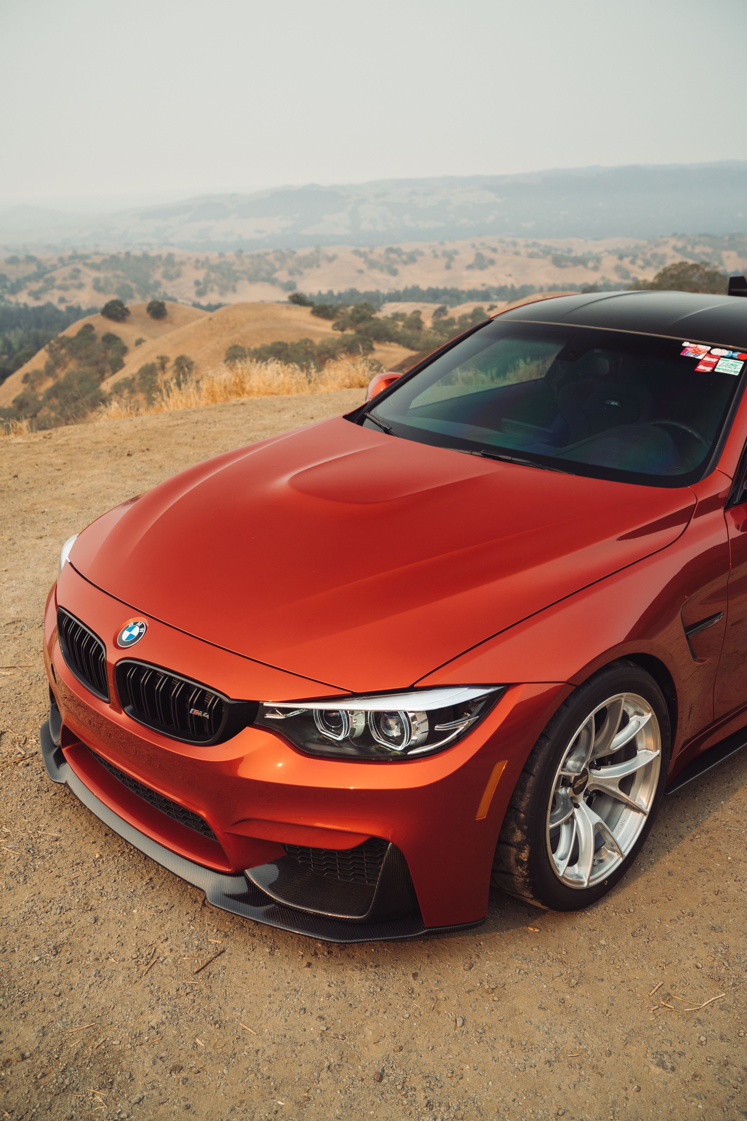 Orange BMW F82 Coupe M4 with 18" VS-5RS Apex wheels in Brushed Clear