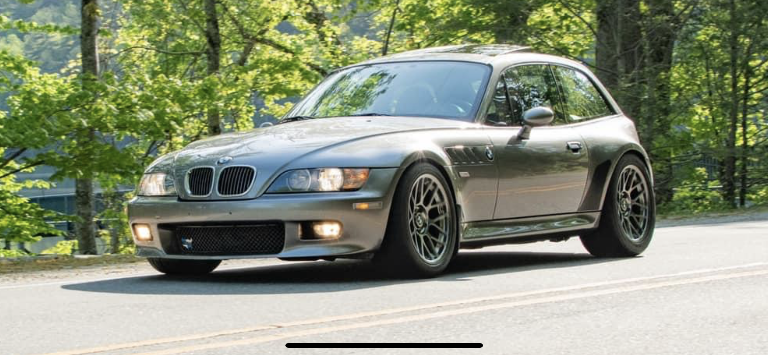 Silver BMW E36/8 Coupe Z3 with 17" ARC-8 Apex wheels in Hyper Black