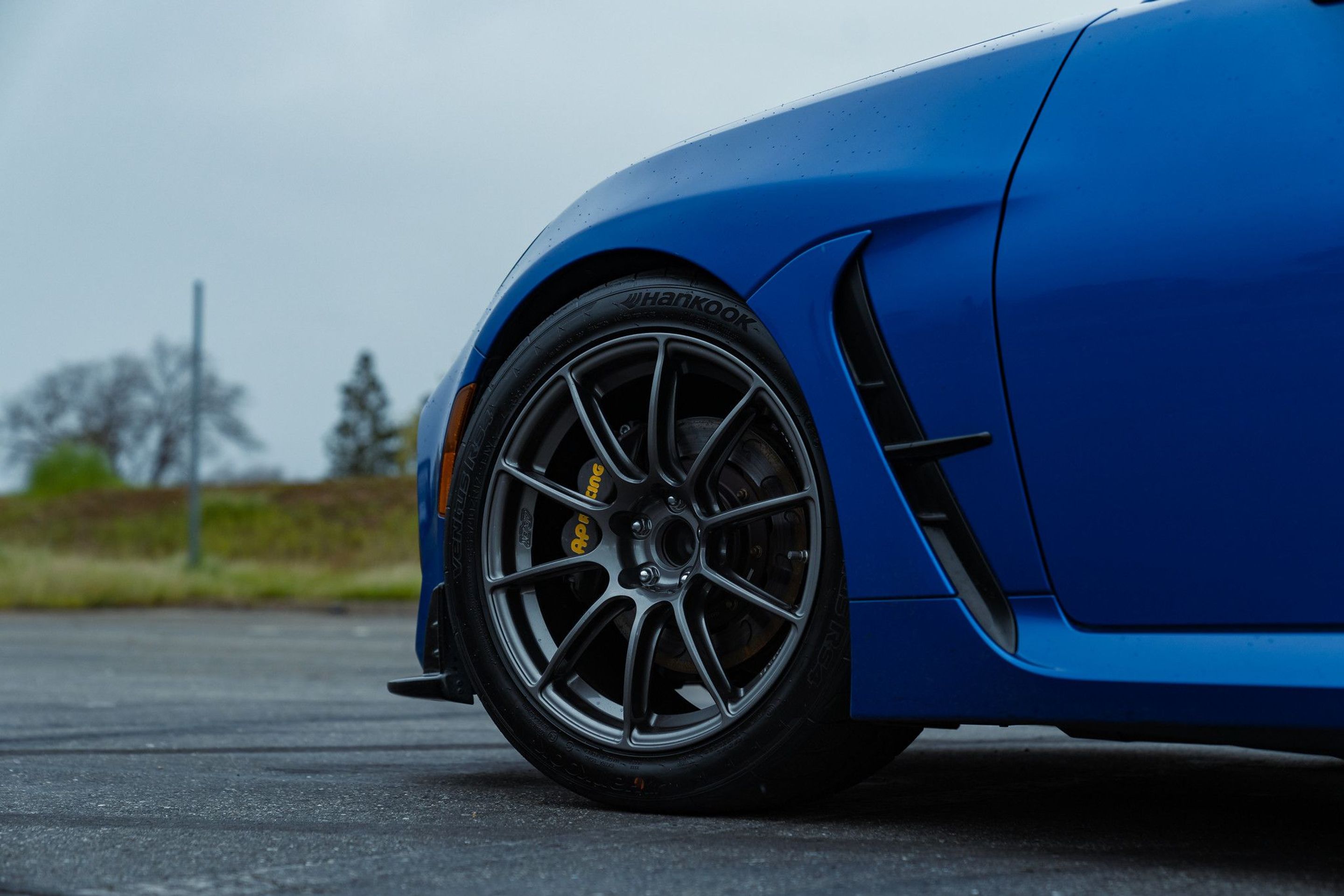 Blue Subaru ZD8 / Gen 2 BRZ with 17" SM-10RS Apex wheels in Anthracite