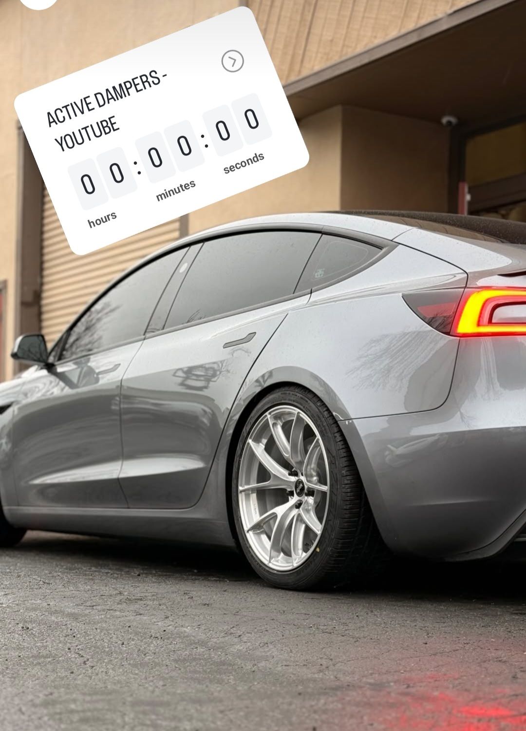 Grey Tesla Model 3 with 19" VS-5RS Apex wheels in Brushed Clear
