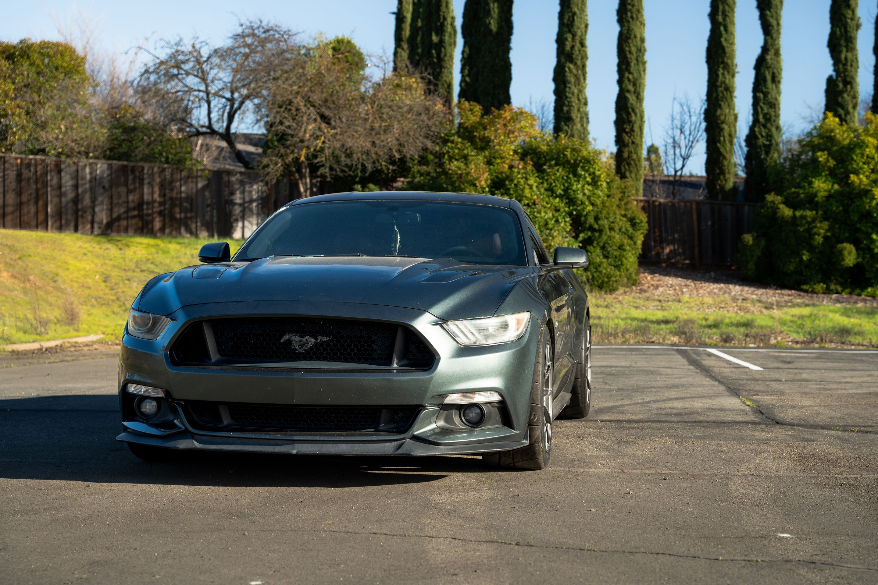 Green Ford S550 Mustang GT with 18" VS-5 Apex wheels in Anthracite