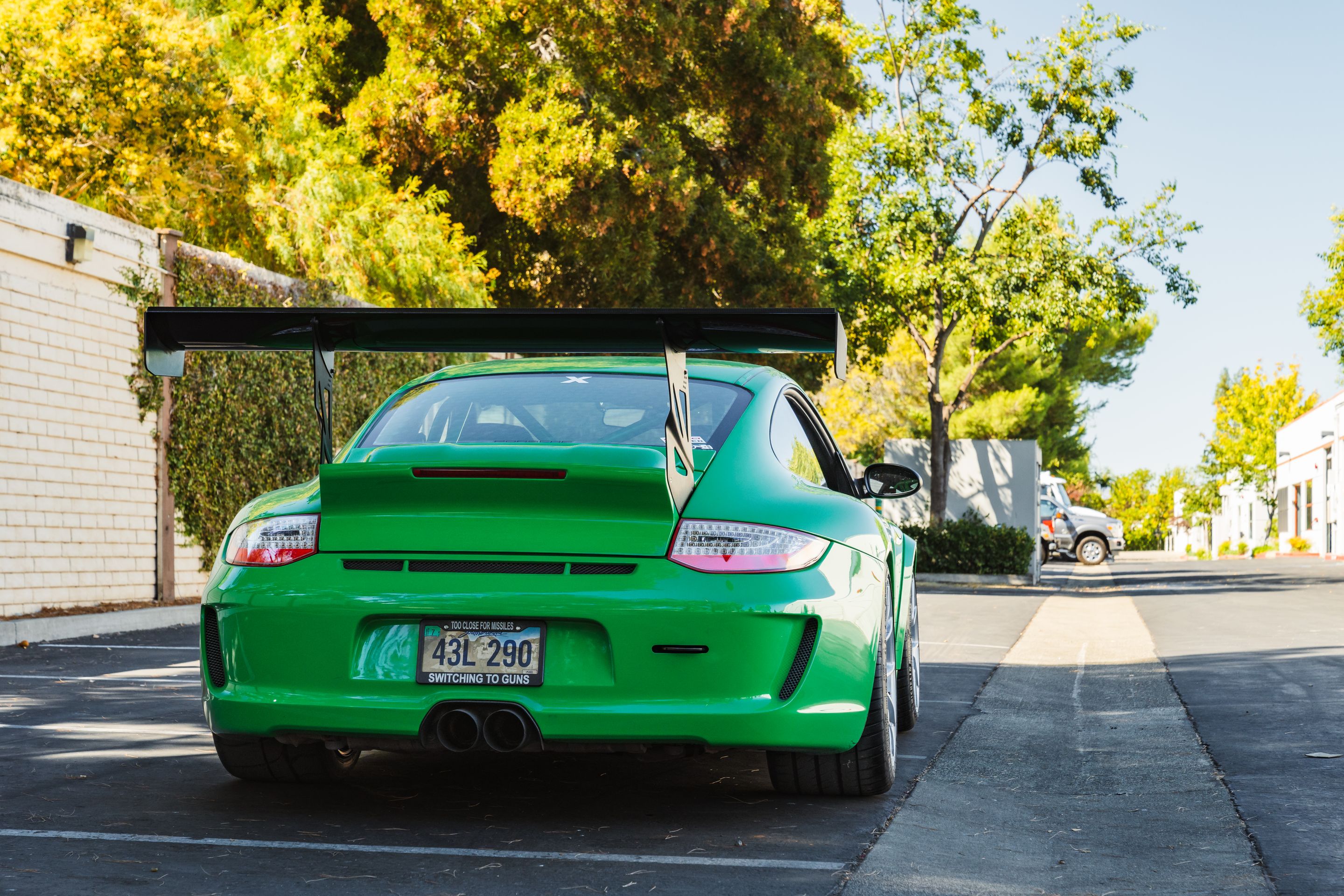 Green Porsche 911 997 GT3 RS with 19" VS-5RS Apex wheels in Brushed Clear