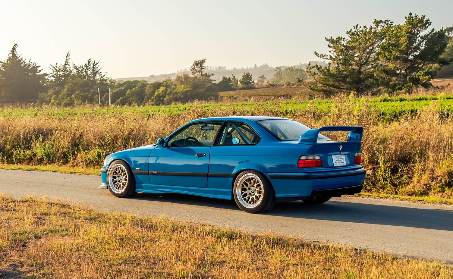 Blue BMW E36 M3 with 17" ML-10RT Apex wheels in Machined Lip Gloss Motorsport Gold