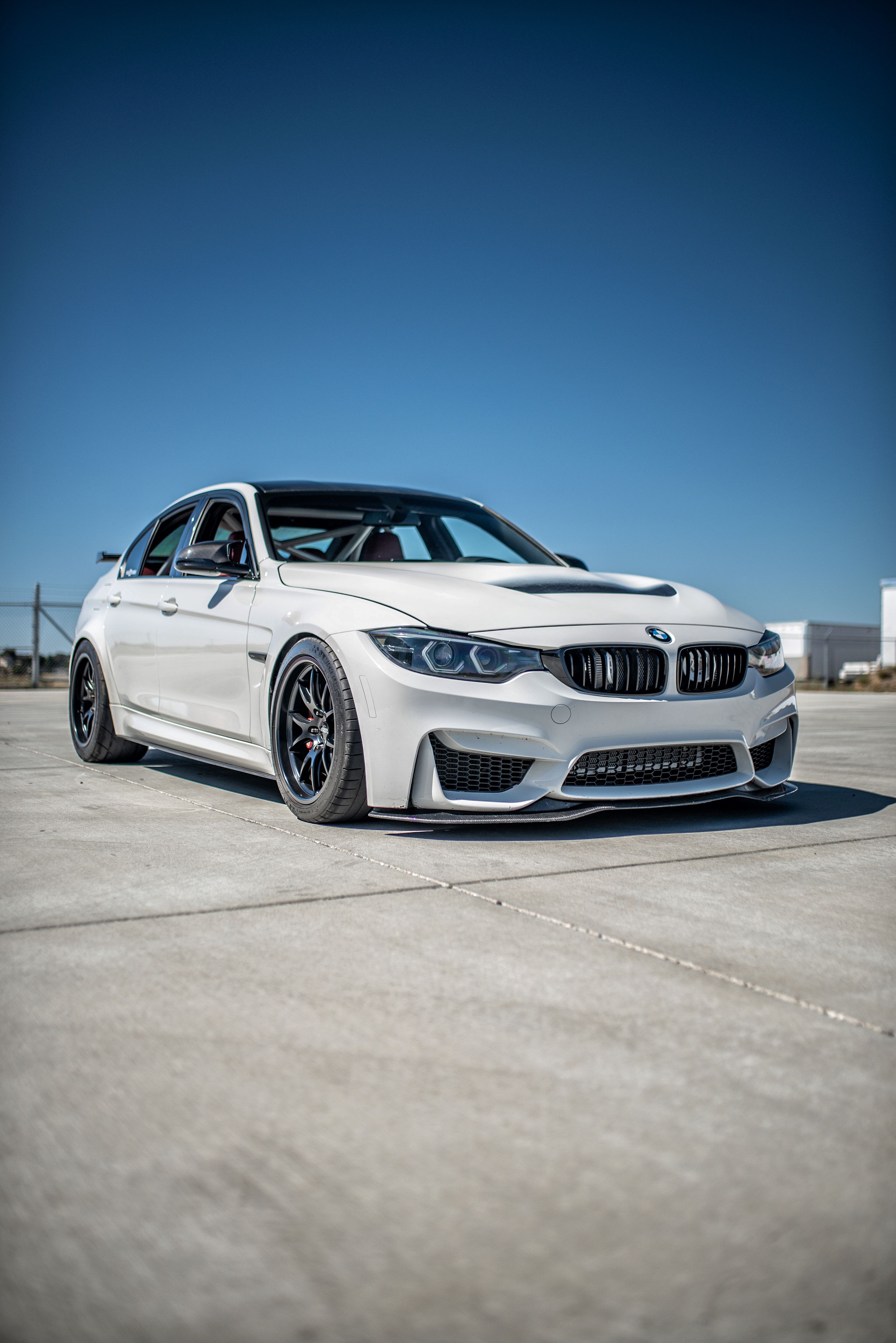 White BMW F80 M3 with 18" FL-5 Apex wheels in Satin Black