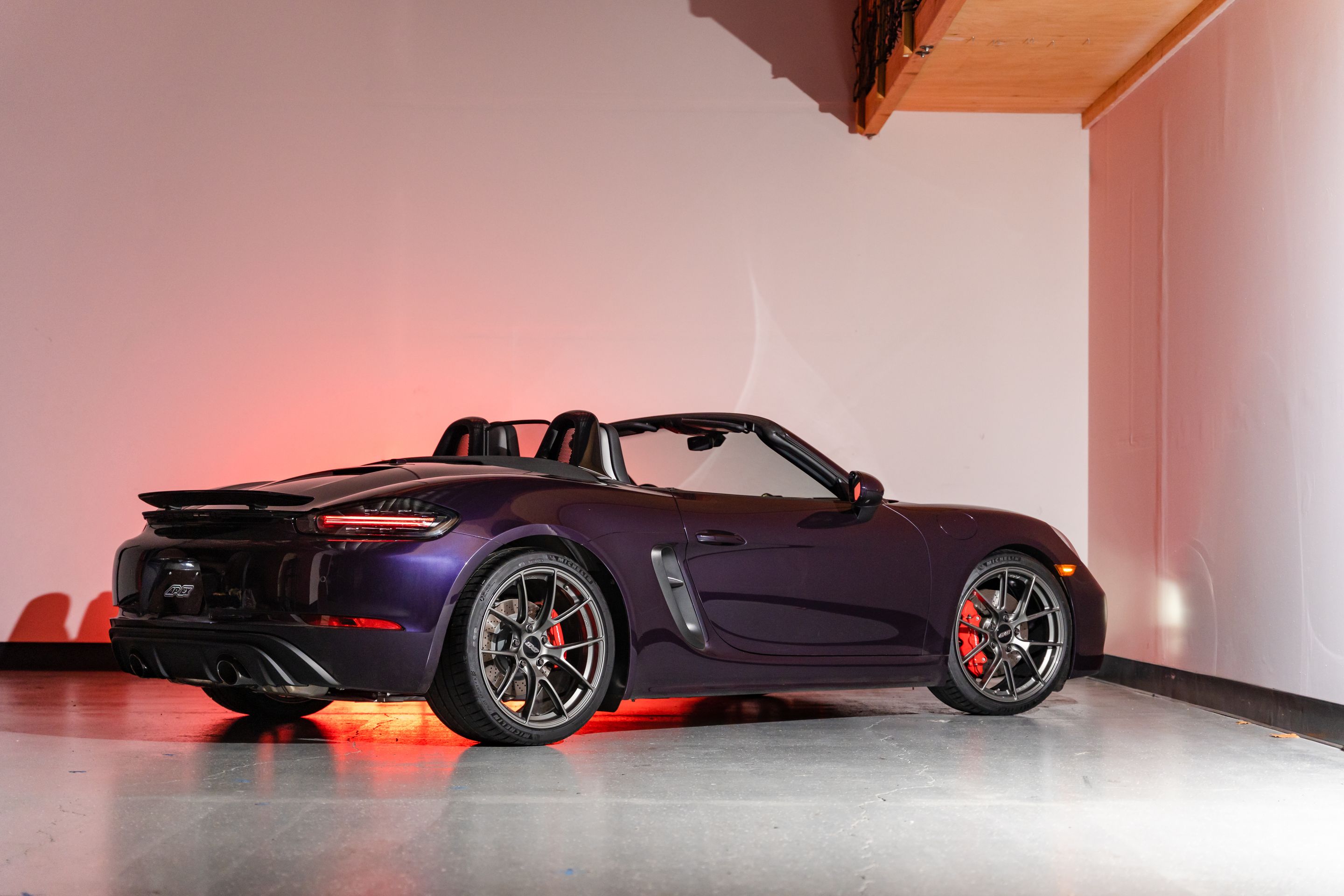 Purple Porsche 718 Boxster GTS 4.0L with 20" VS-5RS Apex wheels in Anthracite