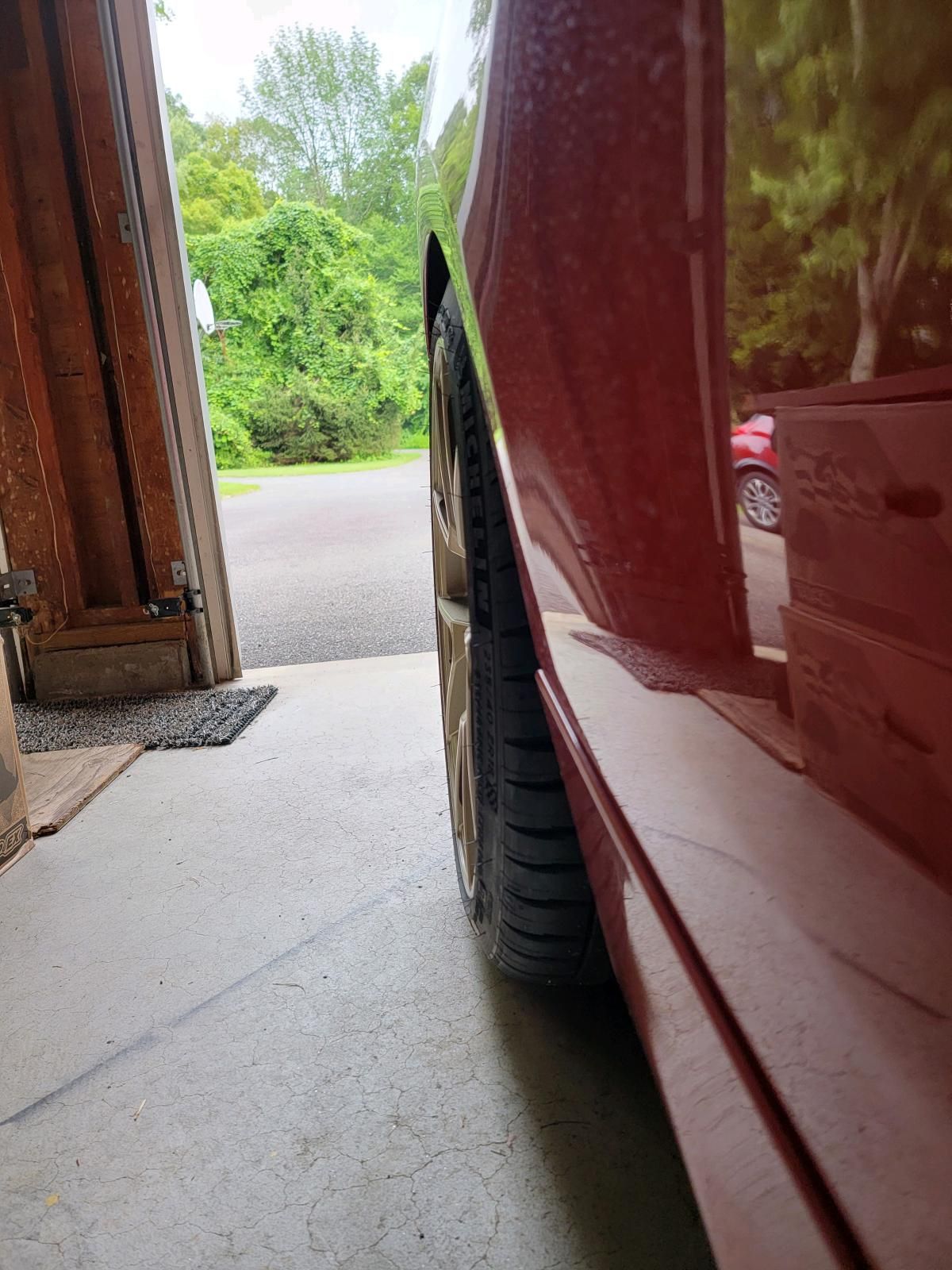 Red BMW F22 Coupe 2 Series with 18" VS-5RS Apex wheels in Motorsport Gold