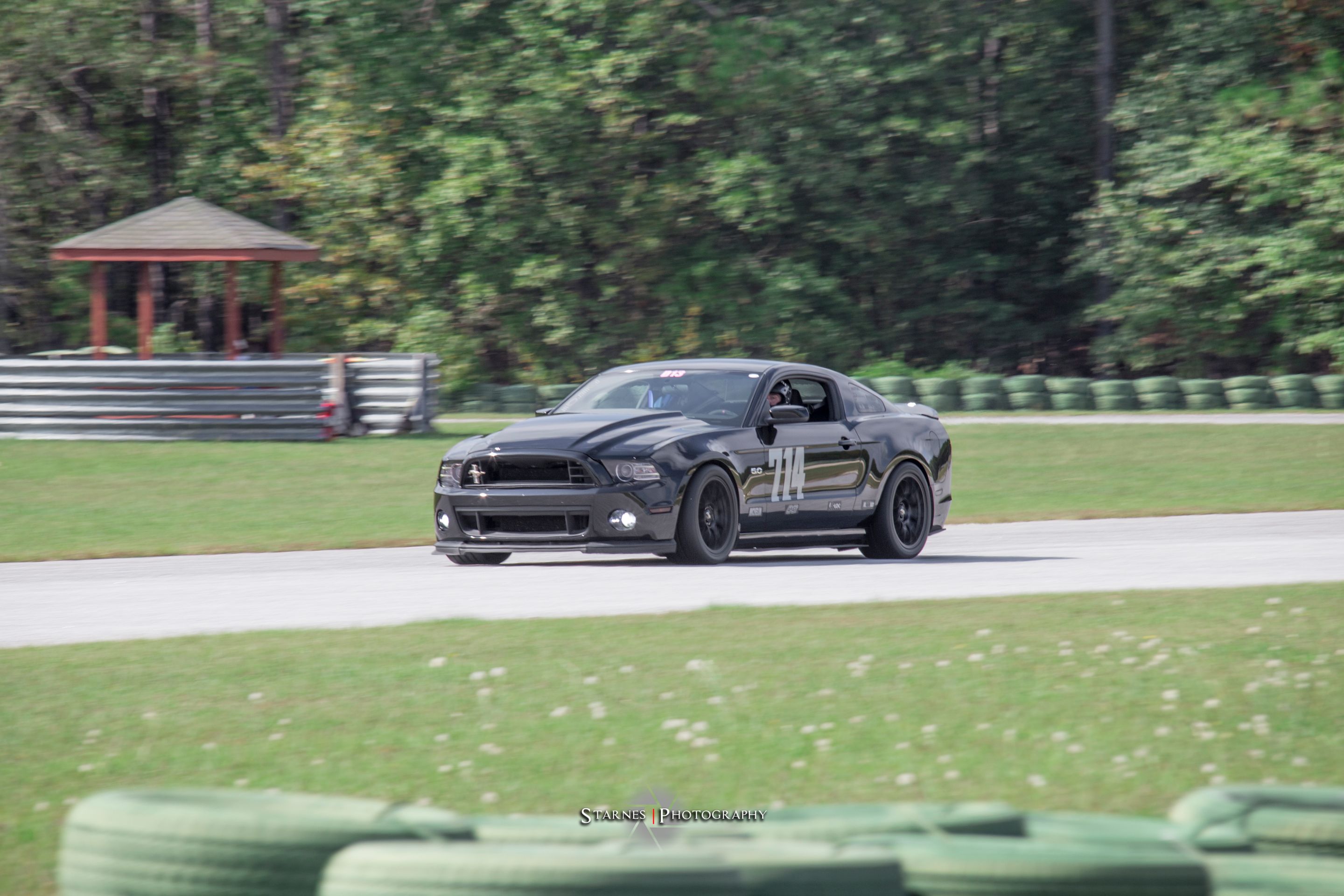 Black Ford S197 Mustang GT with 18" EC-7 Apex wheels in Satin Black