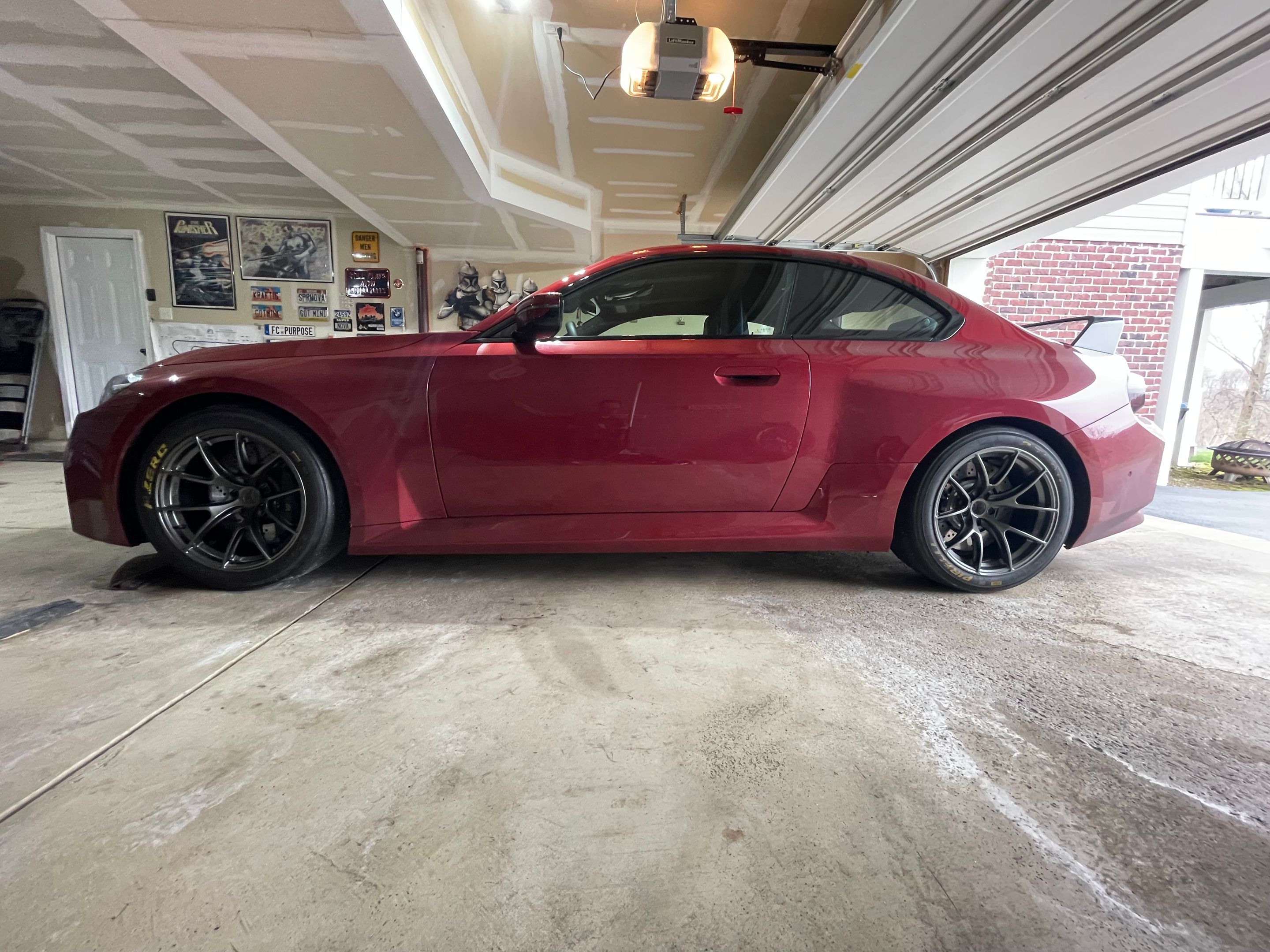 Red BMW G87 M2 with 18" VS-5RS Apex wheels in Anthracite