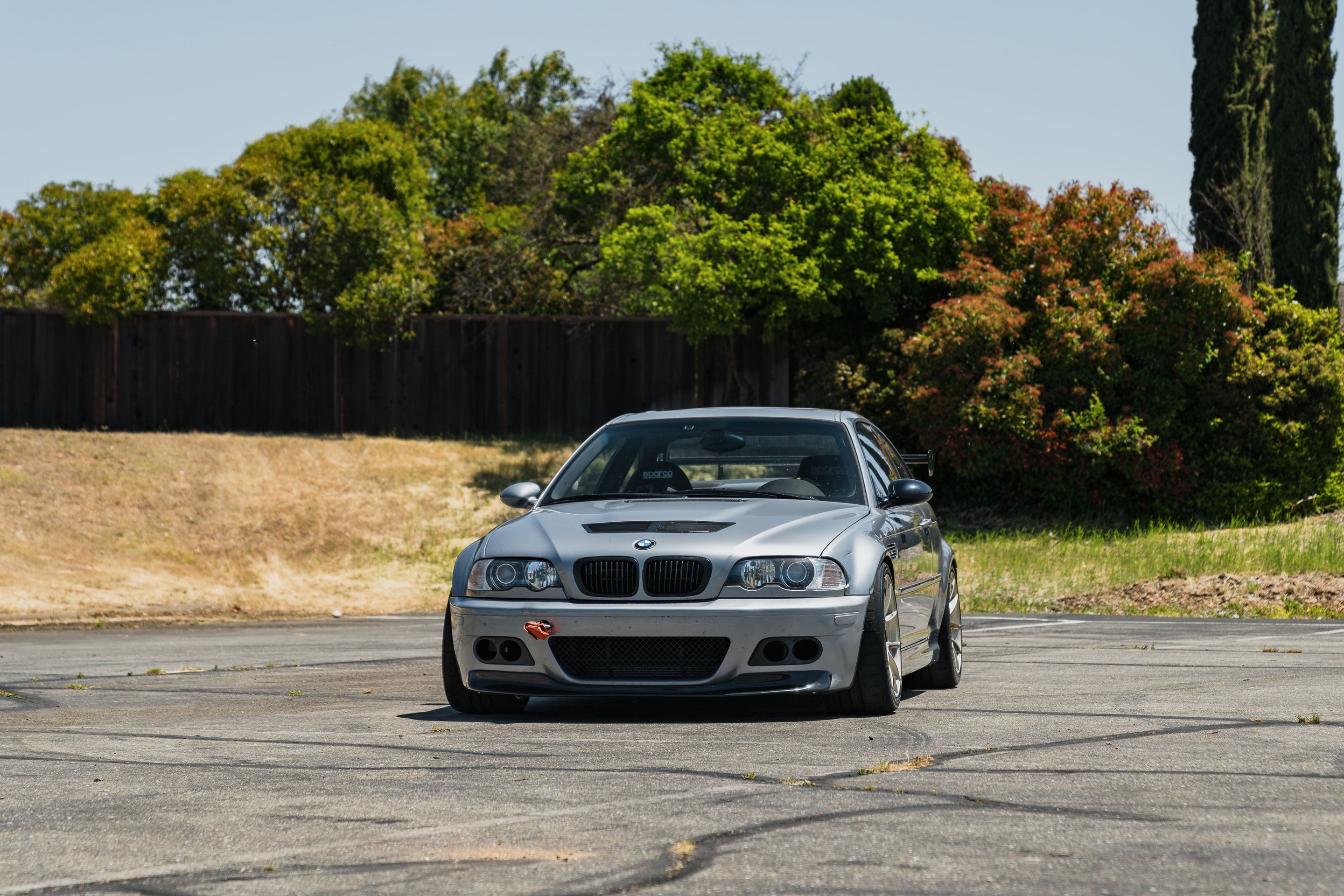 Grey BMW E46 M3 with 18" VS-5RS Apex wheels in Motorsport Gold