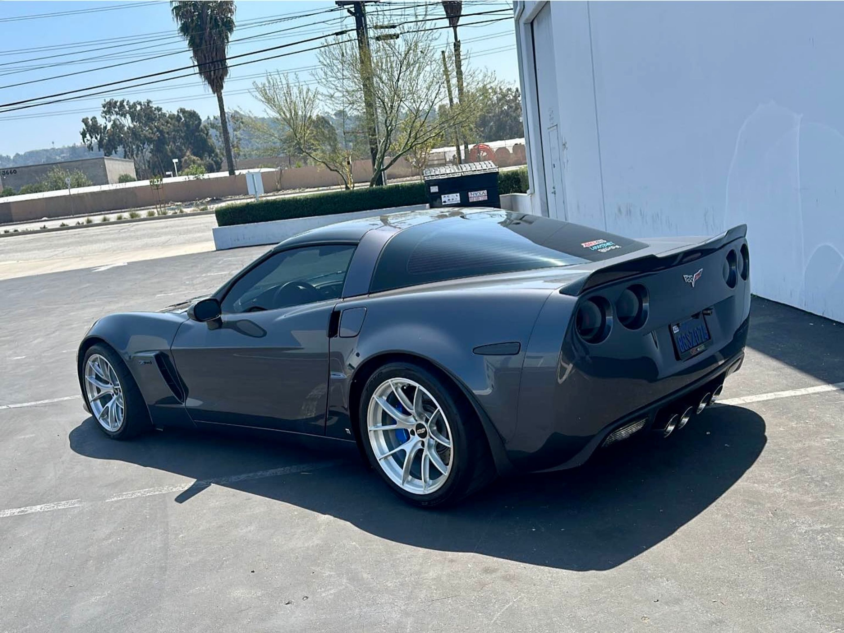 Grey Chevrolet C6 Corvette Z06 with 18" VS-5RS Apex wheels in Brushed Clear
