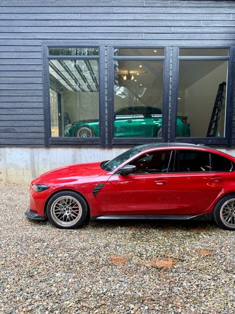 Green BMW G80 M3 with 19" ML-10RT Apex wheels in Machined Lip Brushed Clear