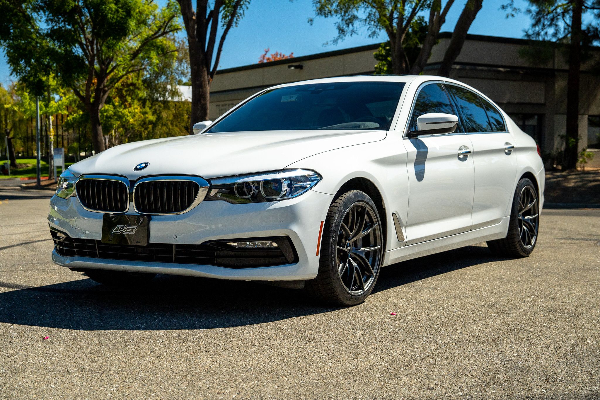 White BMW G30 Sedan 5 Series with 19" VS-5RS Apex wheels in Anthracite