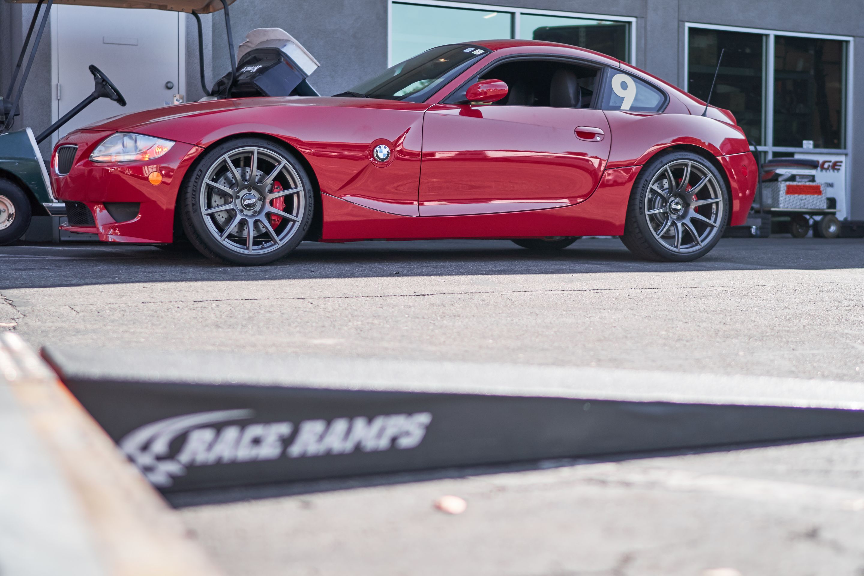 Red BMW E86 Coupe Z4 M with 19" SM-10 Apex wheels in Anthracite